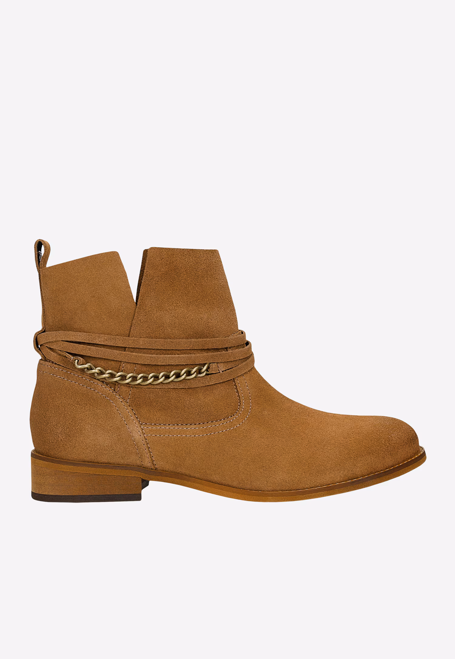 Brązowe botki damskie z odpinaną ozdobą