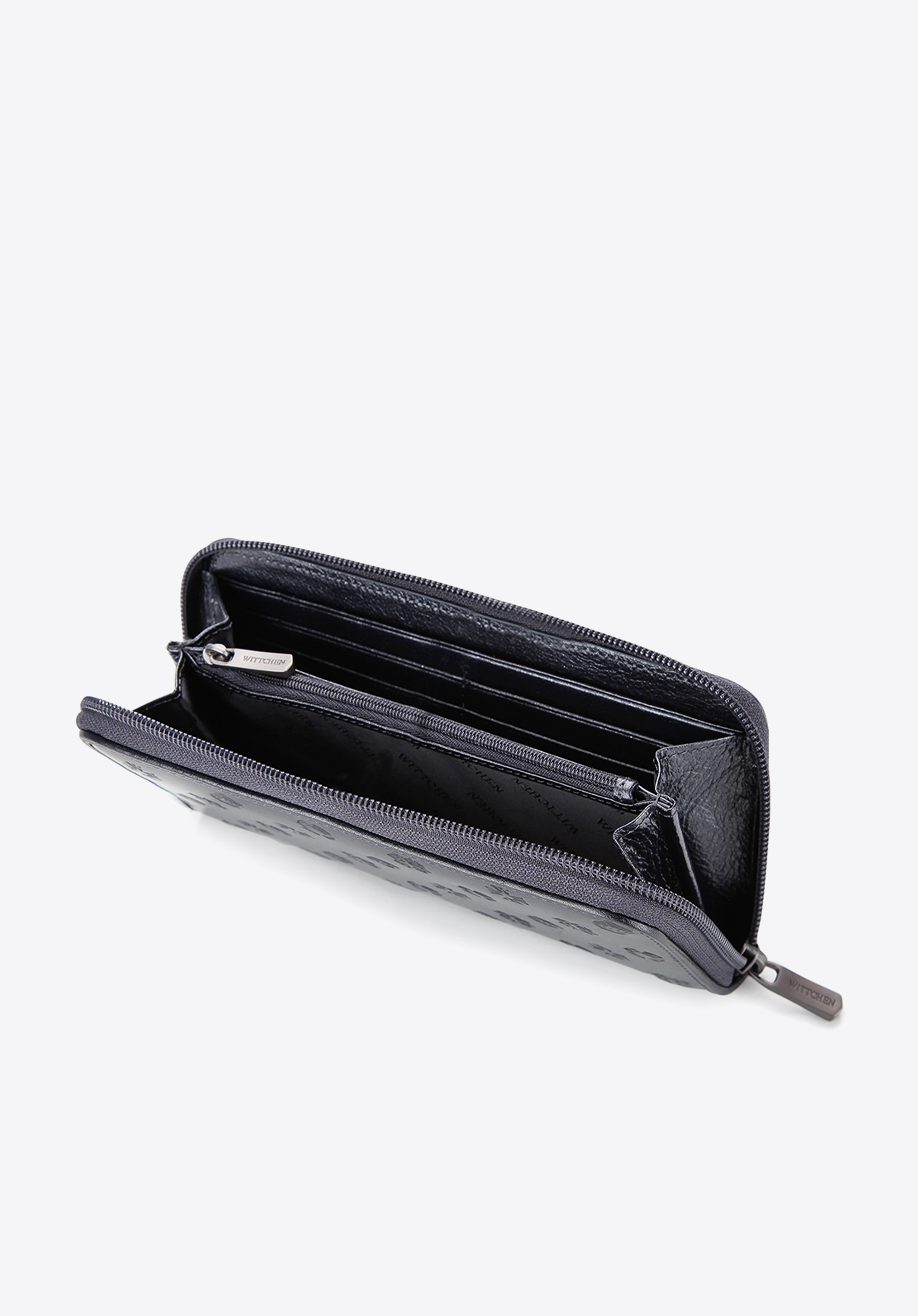 Damski portfel skórzany lakierowany tłoczony