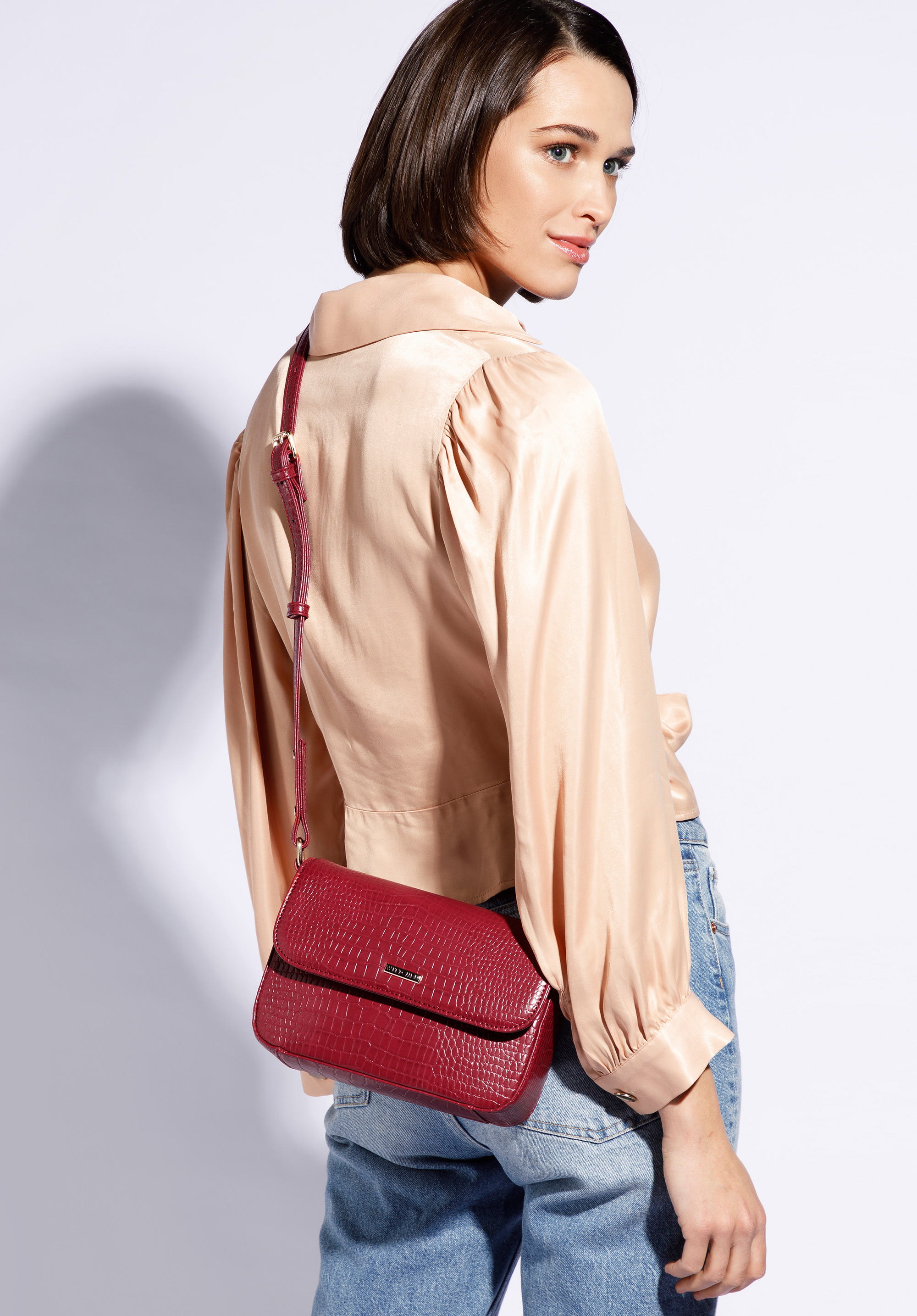 Damska listonoszka z ekoskóry croco mała