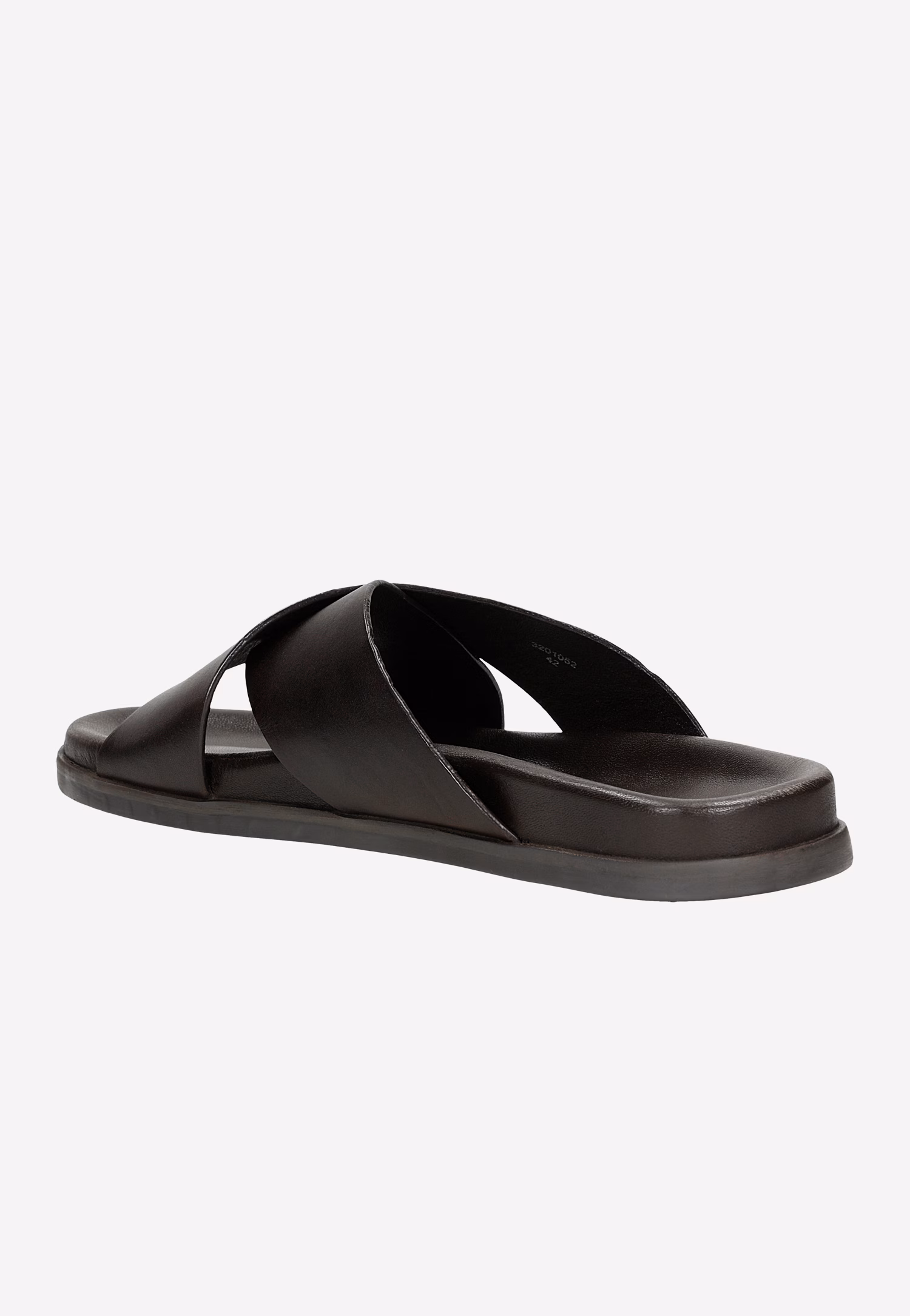 Klapki męskie ze skóry licowej w kolorze brązowym