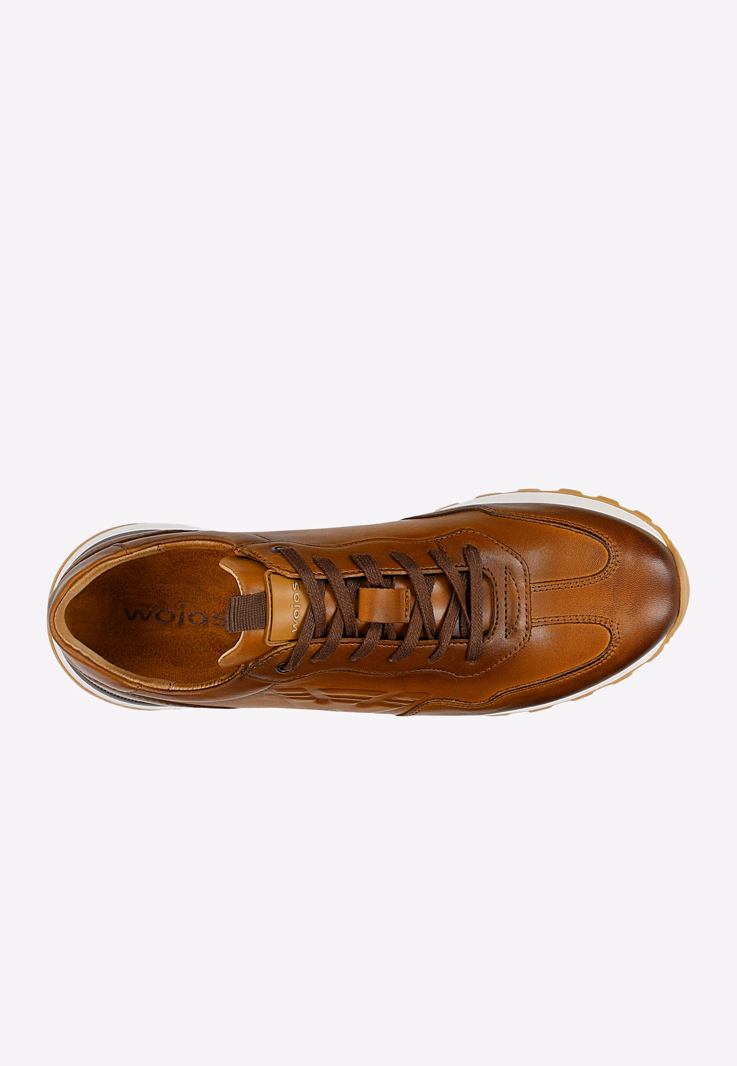 Jasnobrązowe sneakersy męskie ze skóry licowej