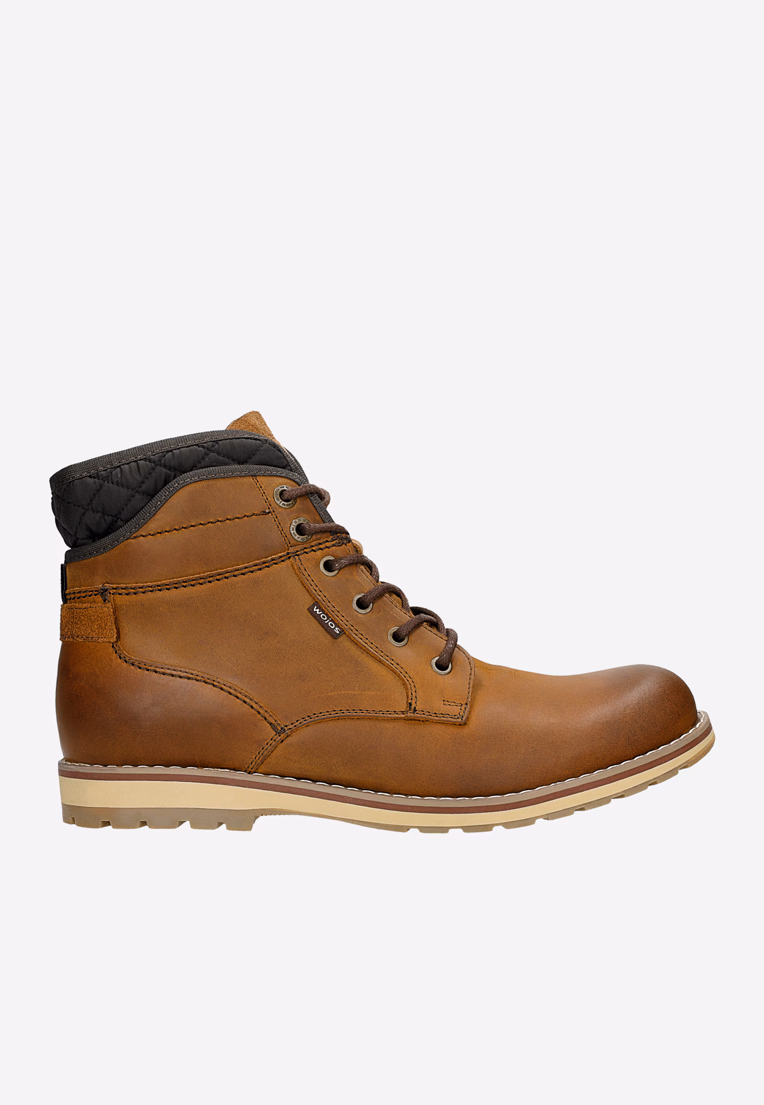 Brązowe workery męskie z ozdobną pikowaną cholewką