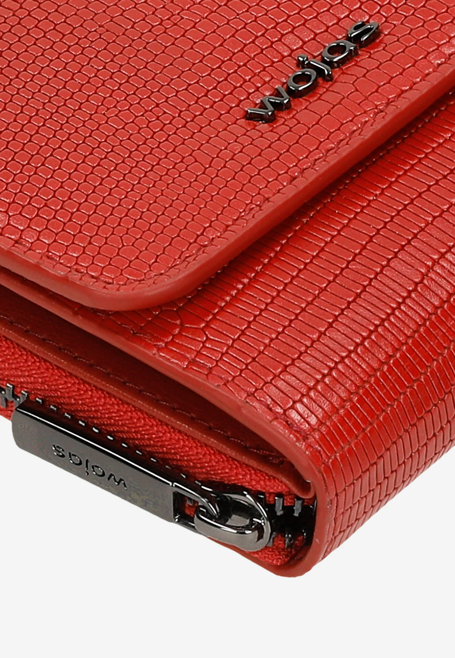 Mały czerwony portfel damski ze skóry licowej