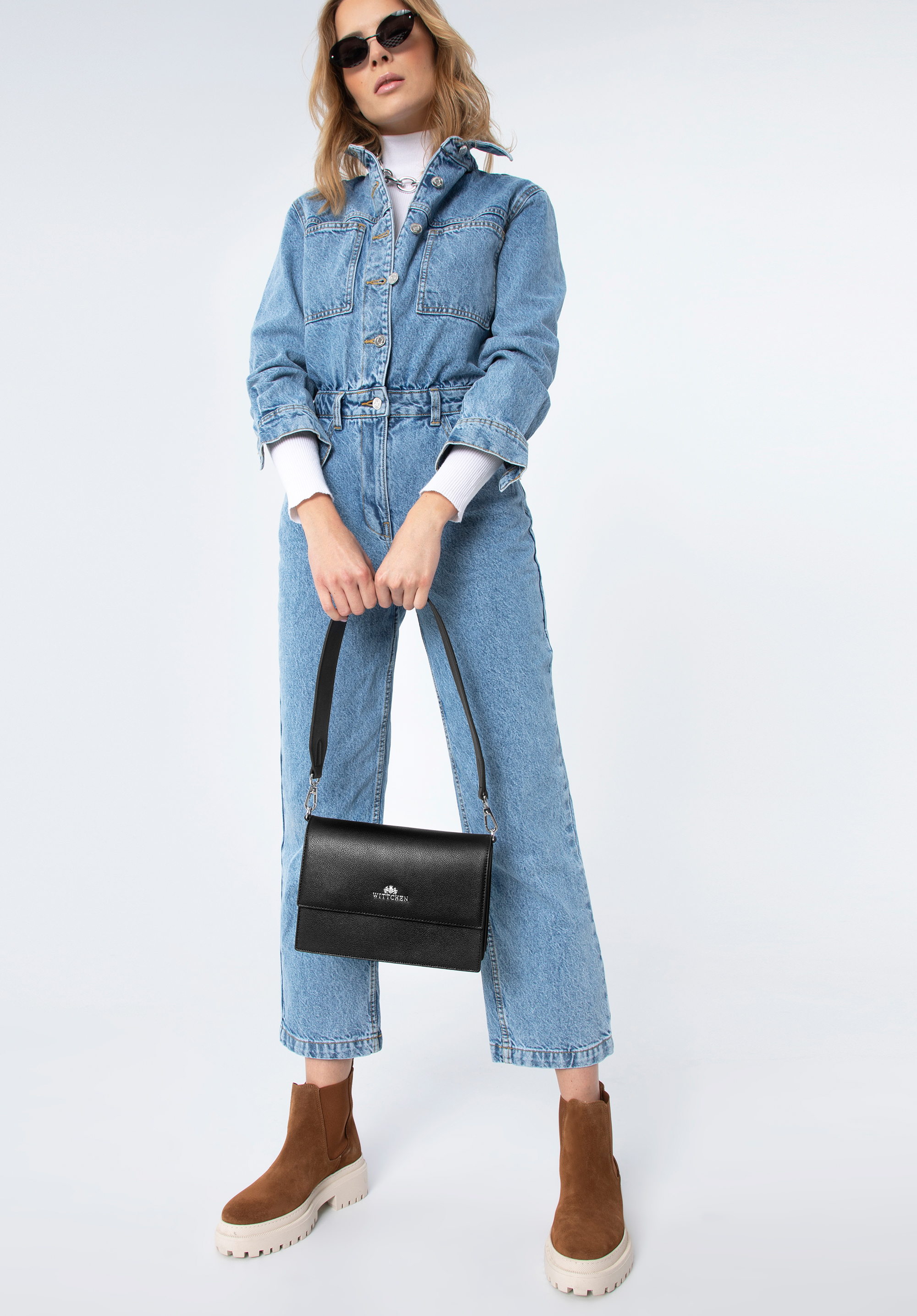 Damska torebka skórzana dwukomorowa klasyczna