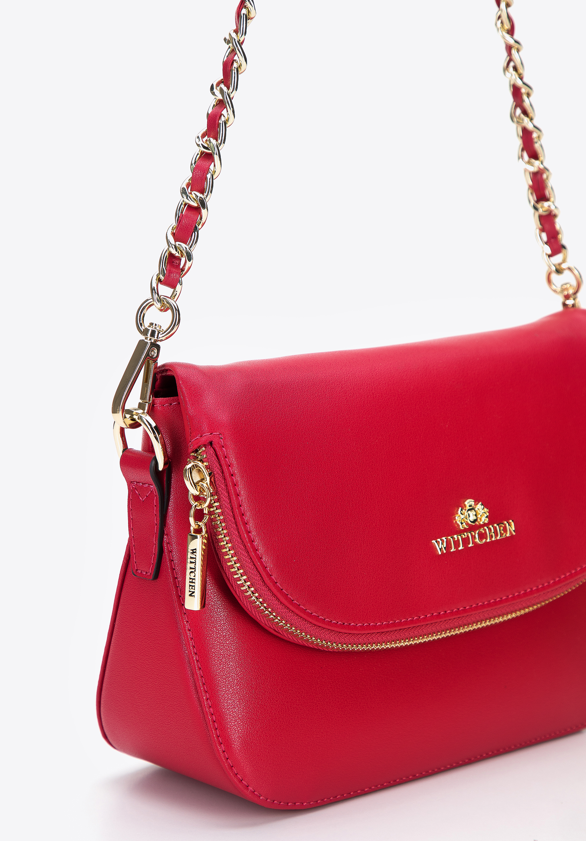 Damska listonoszka skórzana z kieszenią w klapie mała