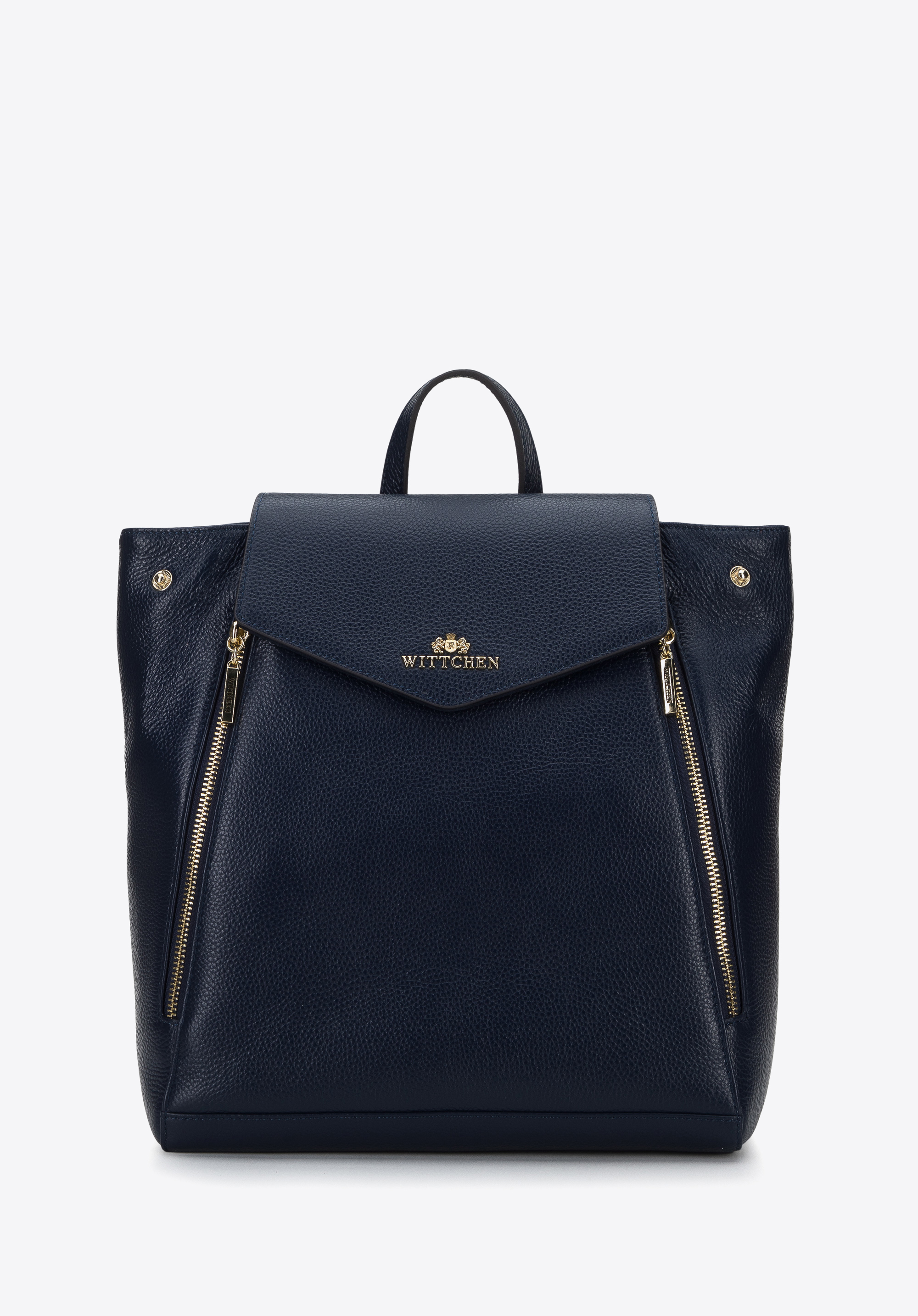 Damski plecak skórzany z pionowymi suwakami