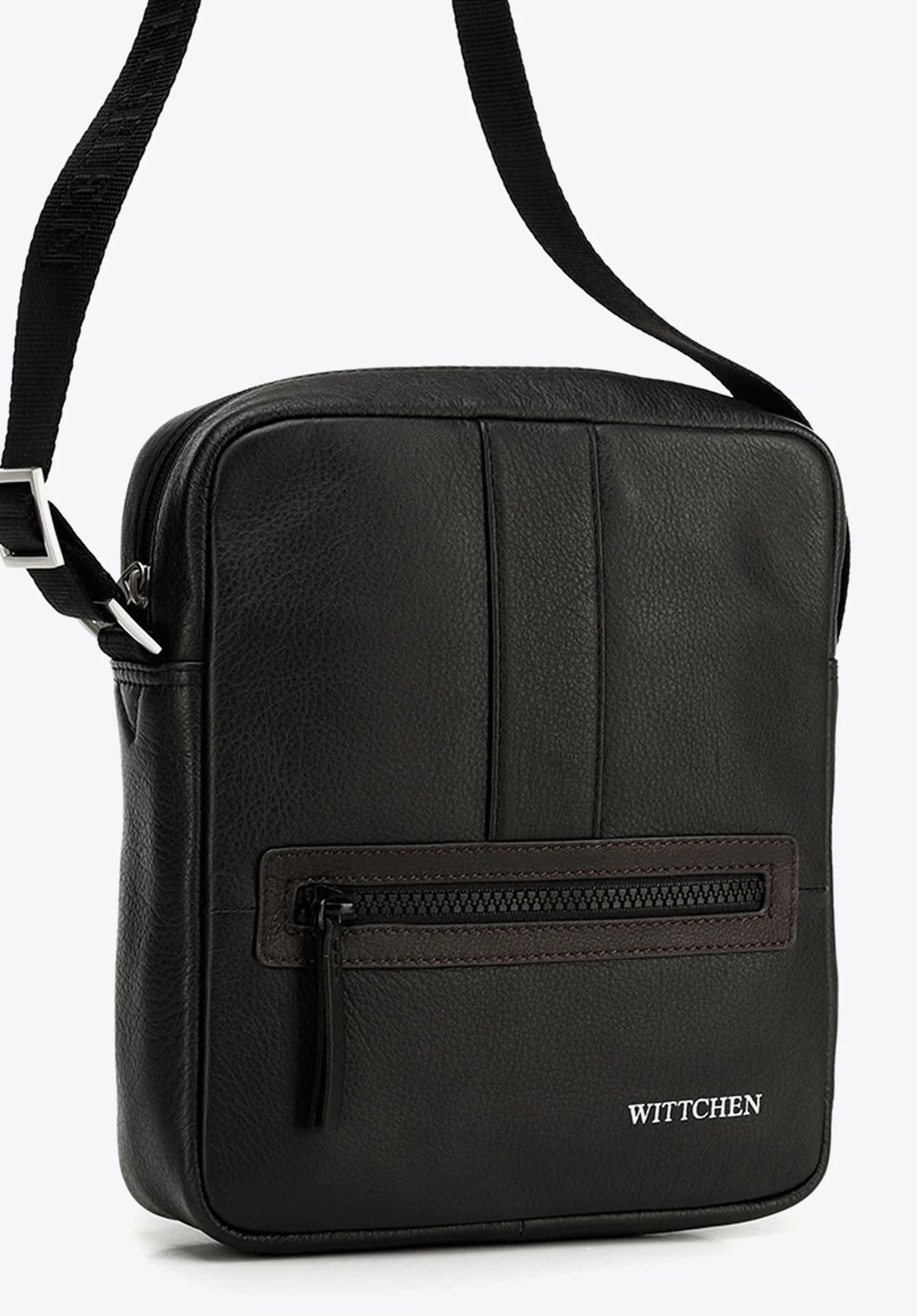 Męska listonoszka skórzana stębnowana mała