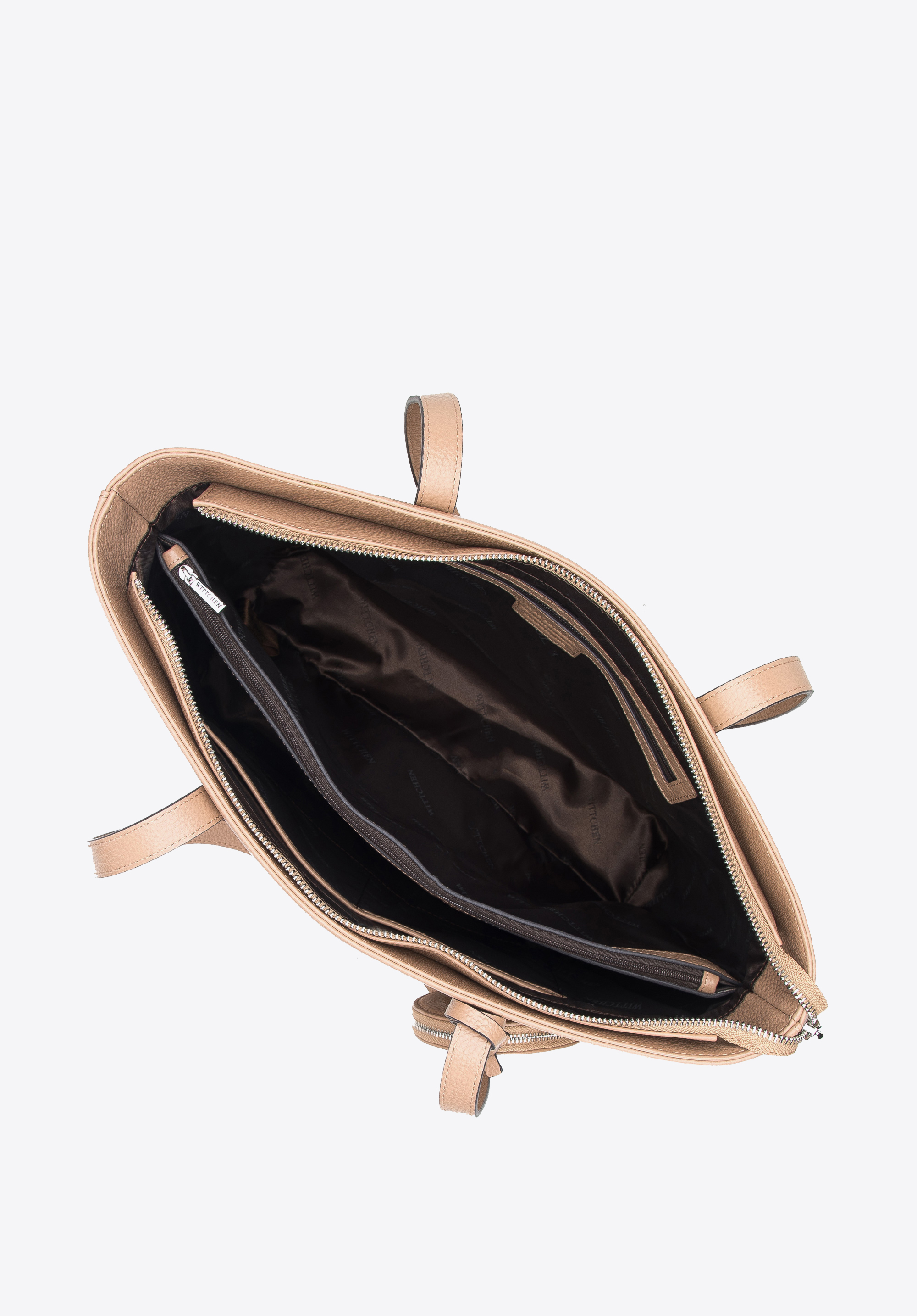 Torebka shopperka ze skóry naturalnej z etui i breloczkiem