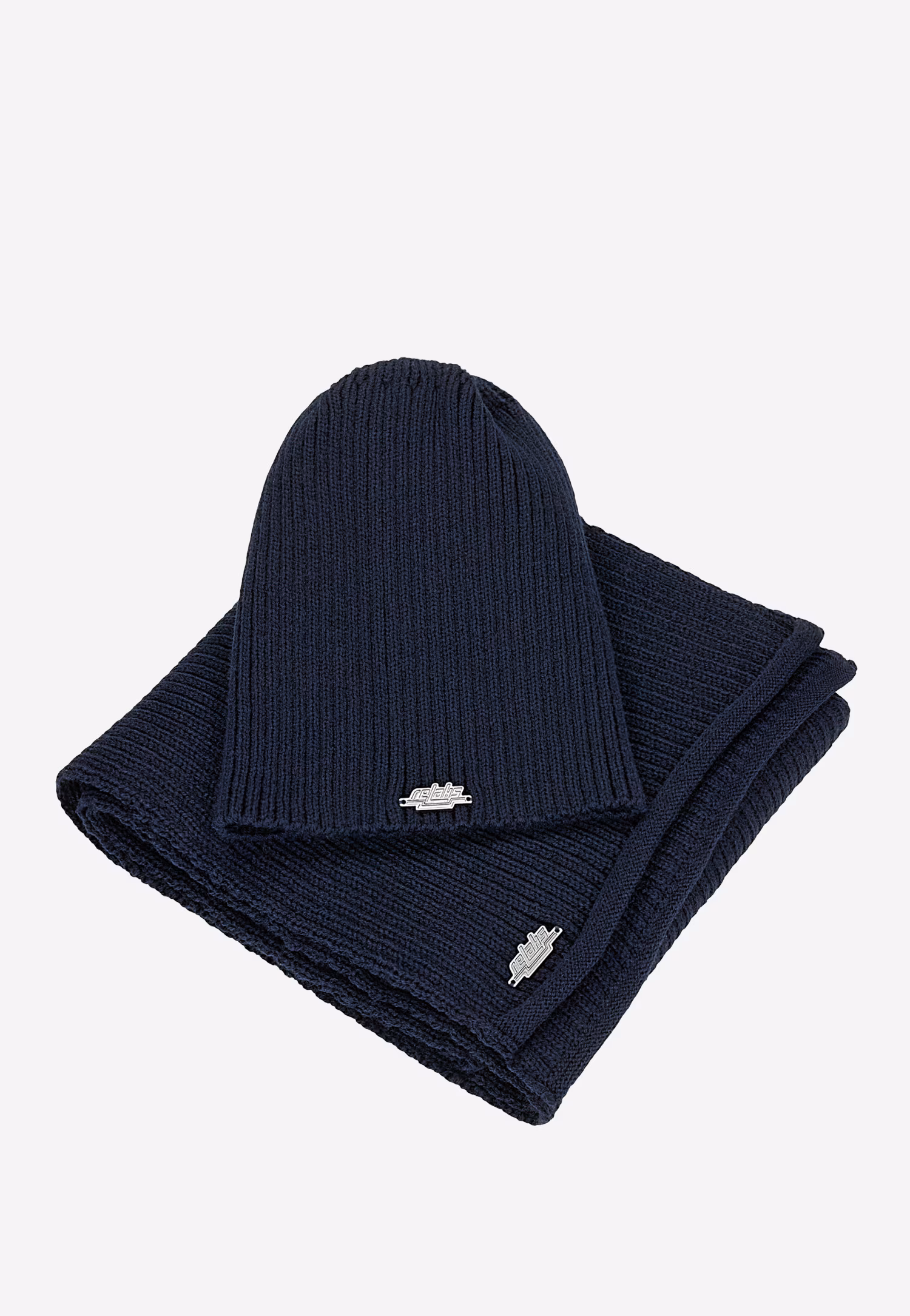 Granatowy zestaw RELAKS czapka + szalik