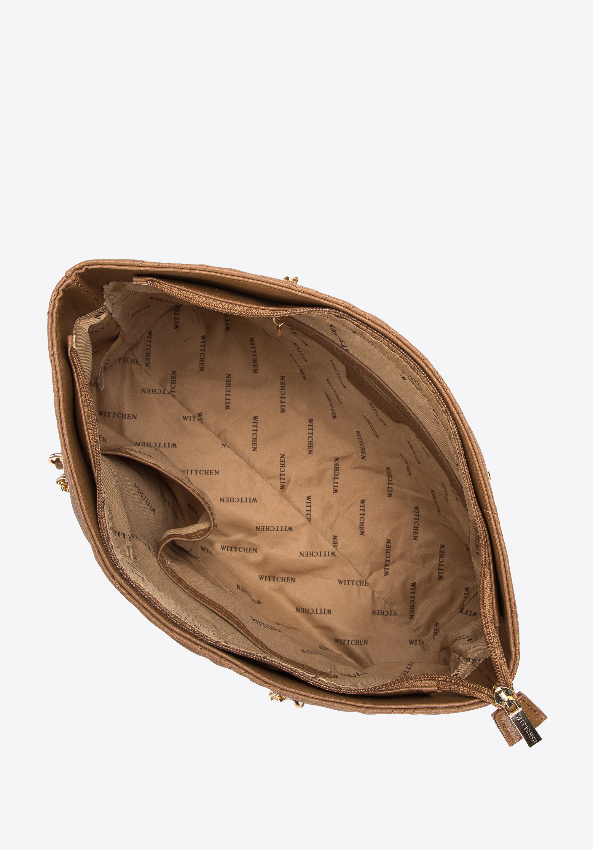 Torebka shopperka z pikowanej ekoskóry na łańcuszku