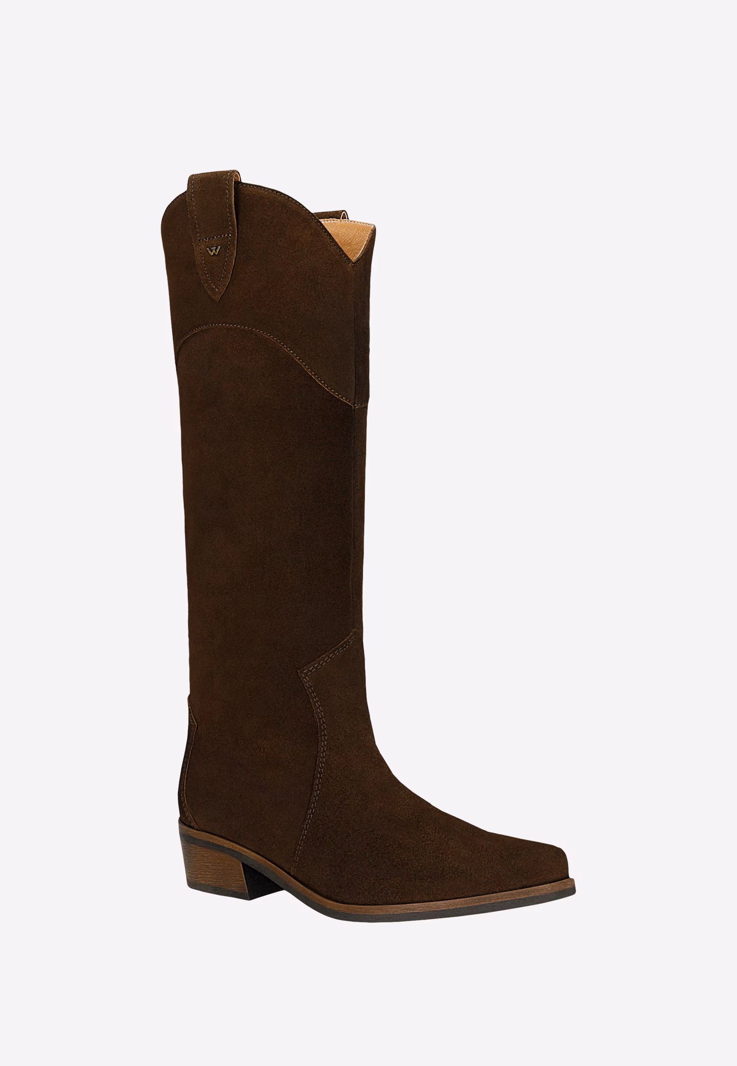 Brązowe kowbojki damskie z dwoiny welurowej