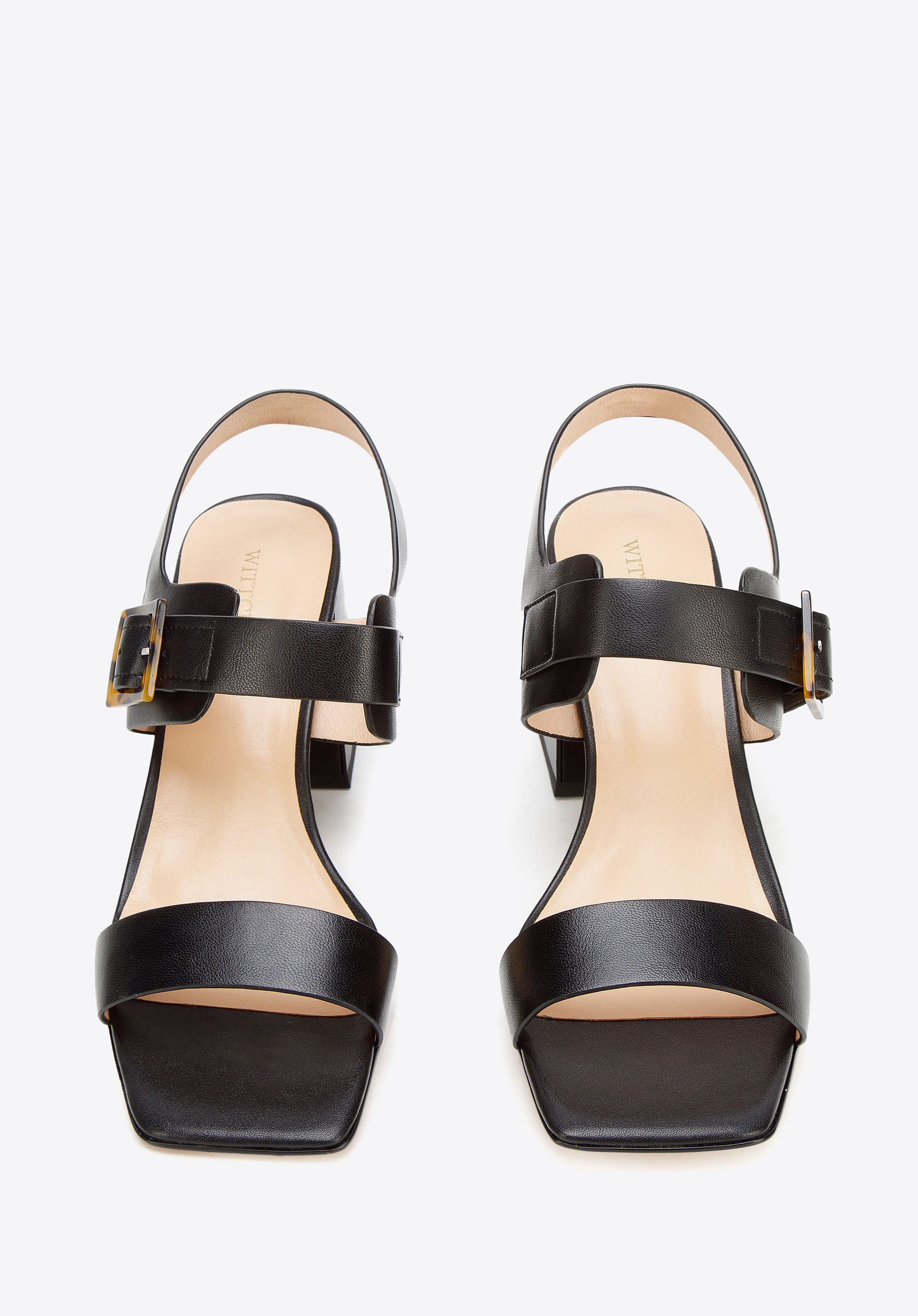 Damskie sandały skórzane z szylkretowym zapięciem