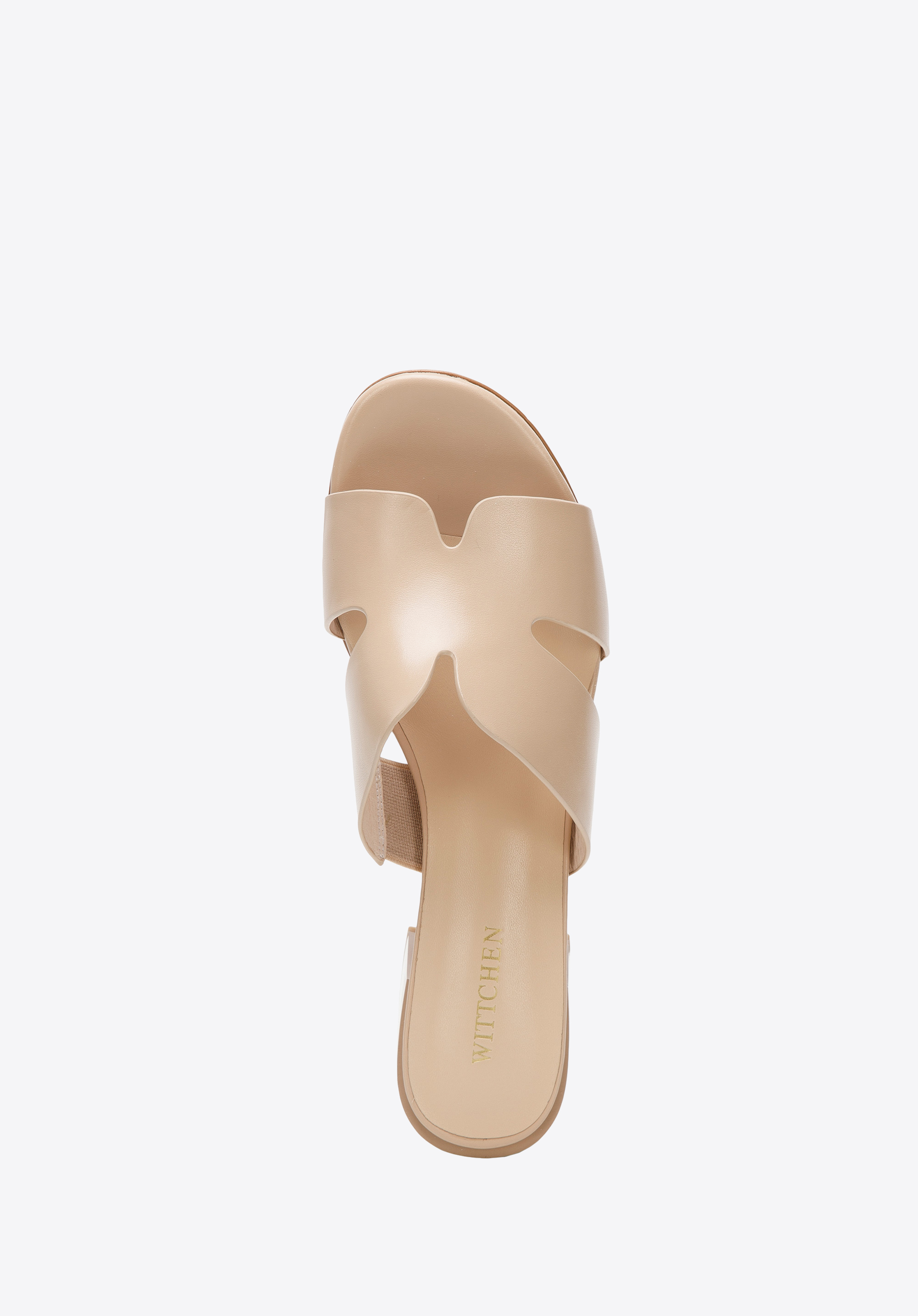 Damskie klapki skórzane proste na słupku