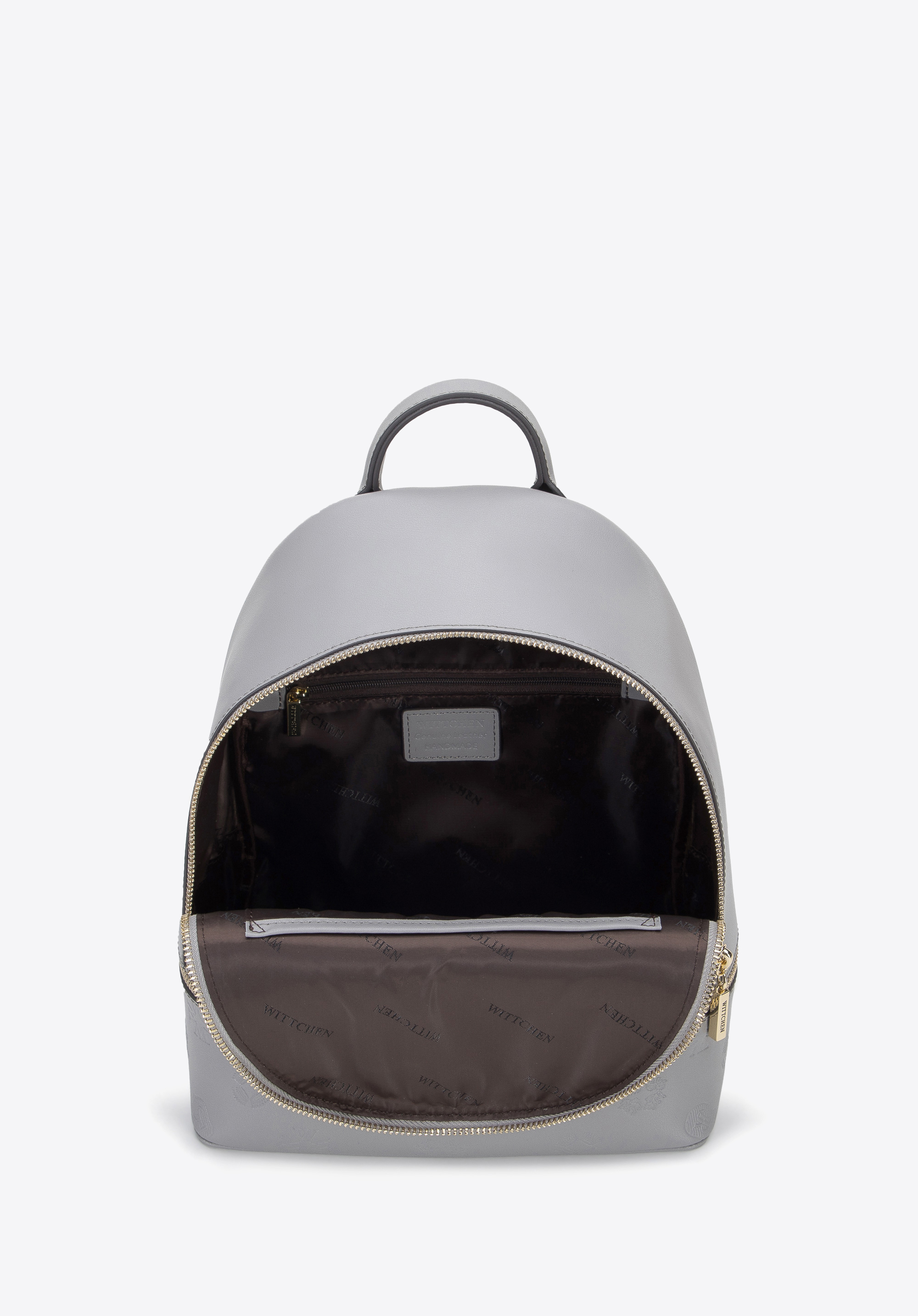 Damski plecak skórzany w monogram z poziomym suwakiem