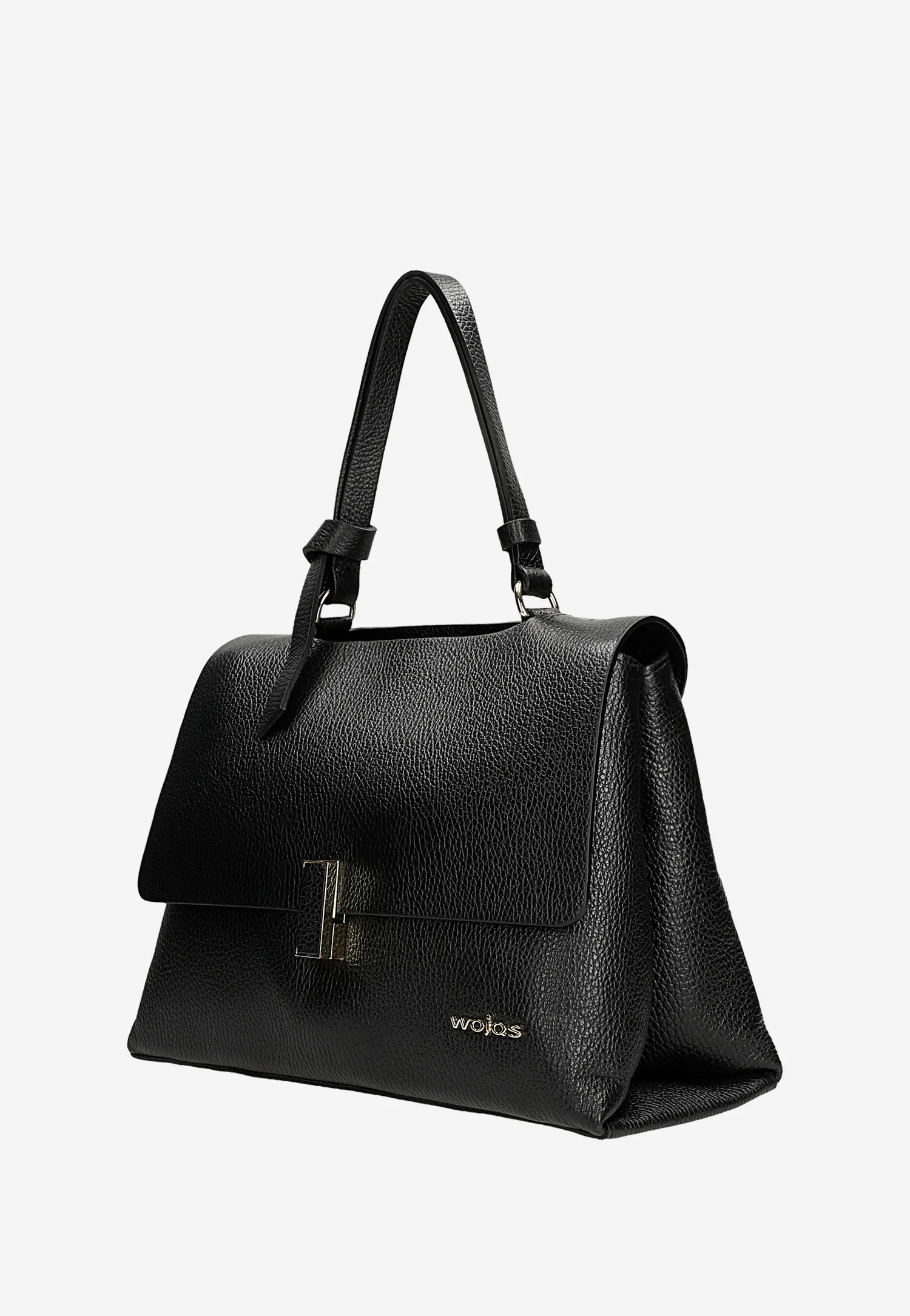 Czarna skórzana torebka kuferek z metalowym zapięciem