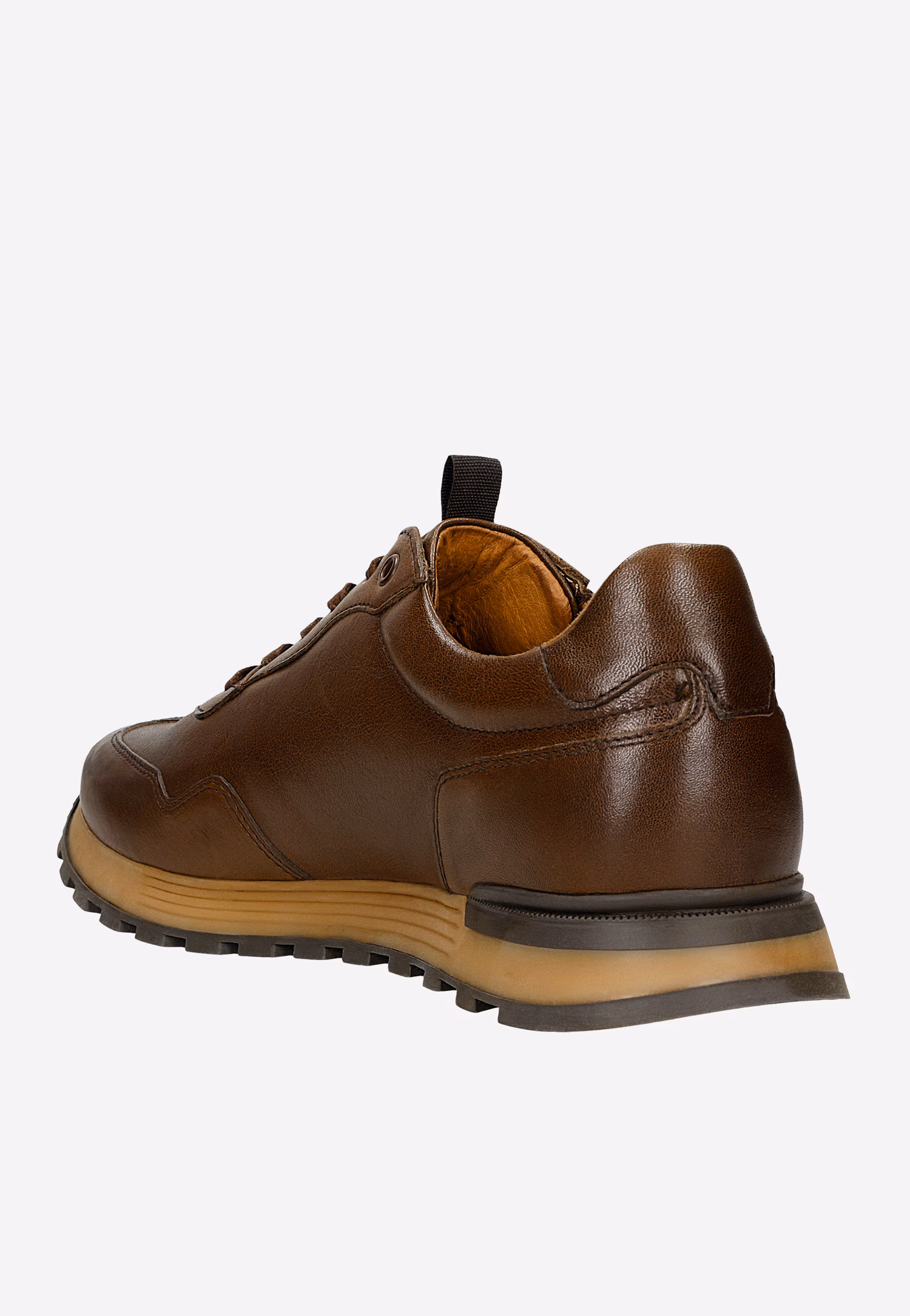 Jasnobrązowe sneakersy męskie ze skóry licowej