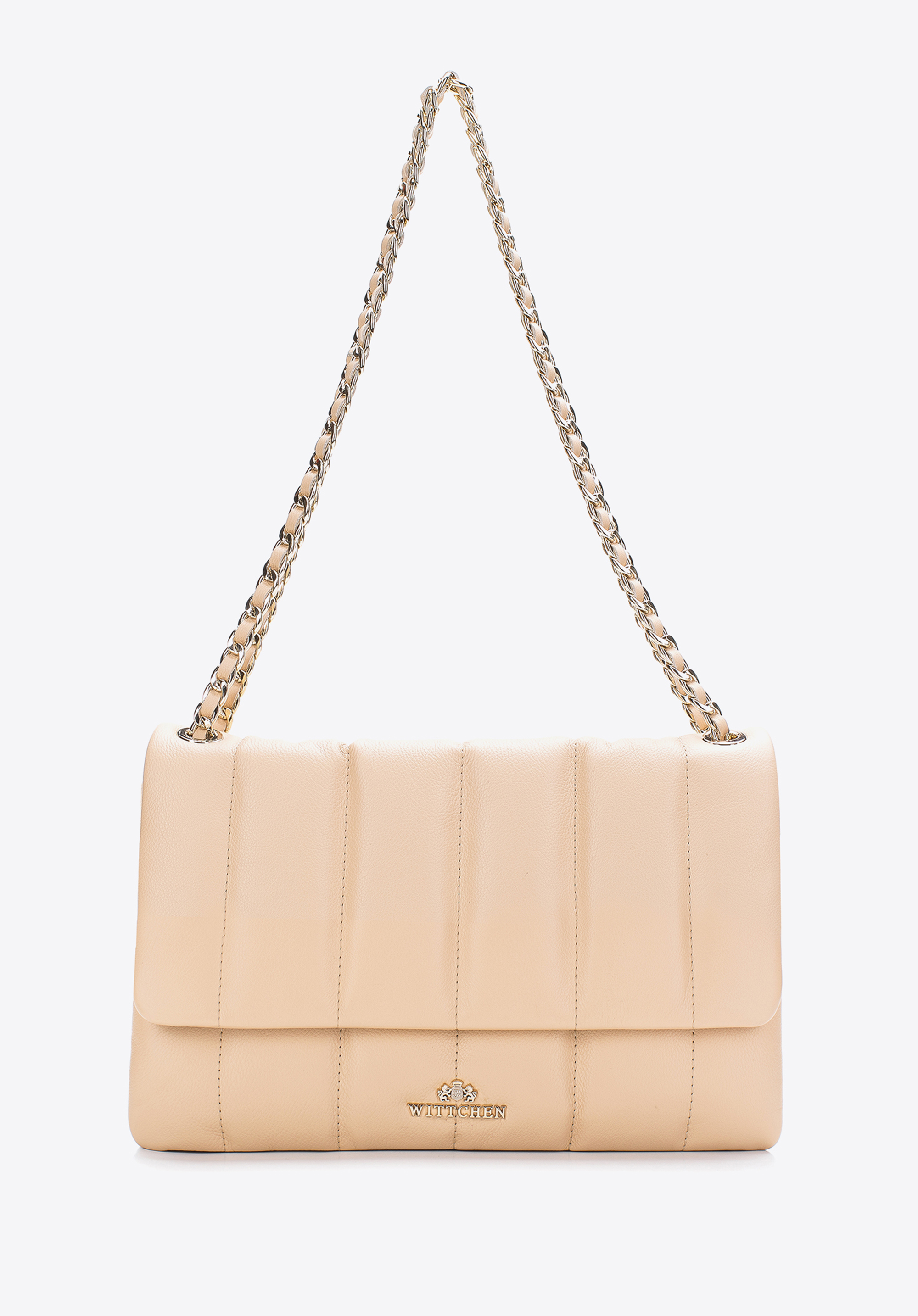 Damska torebka skórzana z szerokimi pikowaniami