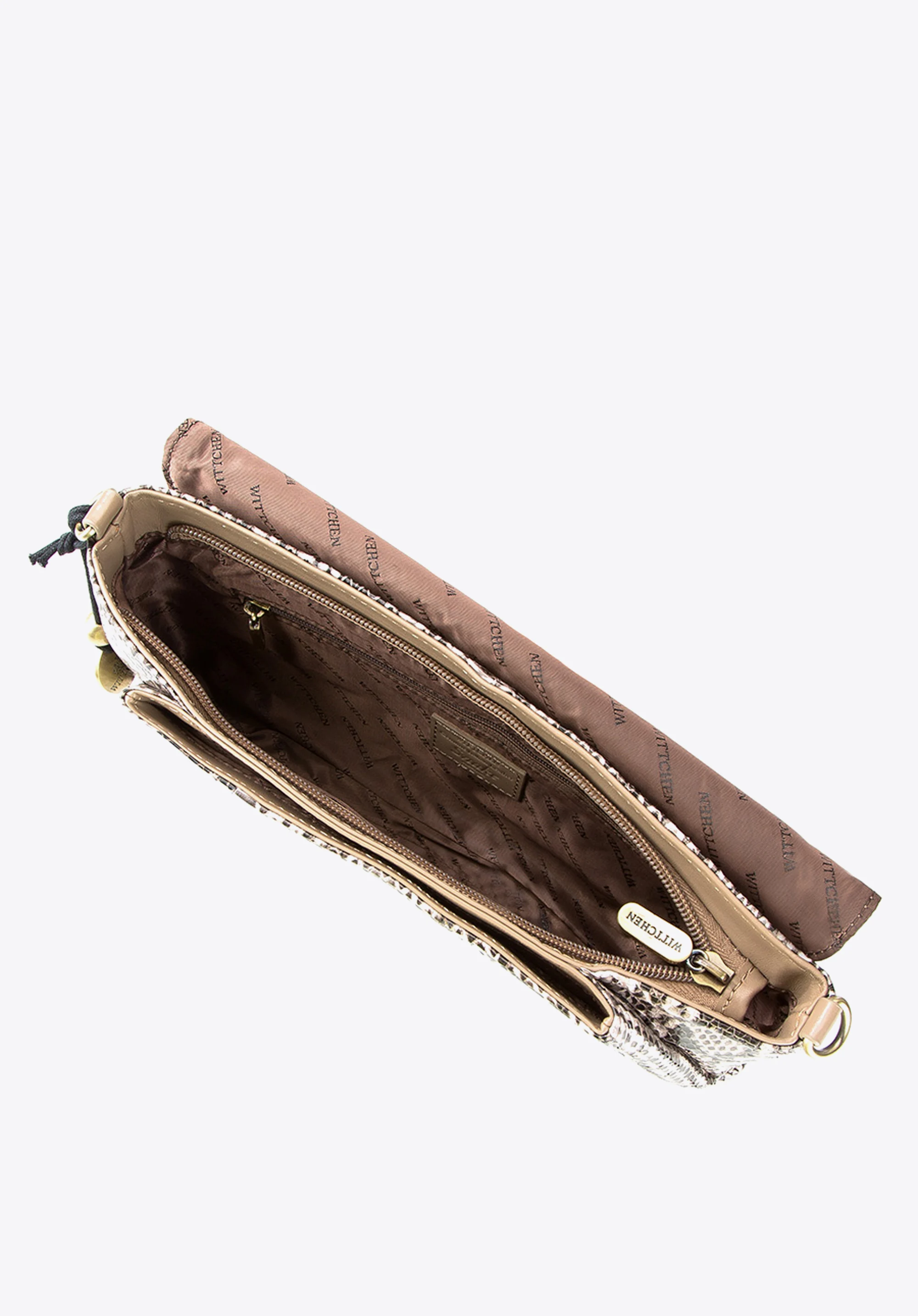 Kopertówka skórzana we wzór węża  z suwakiem