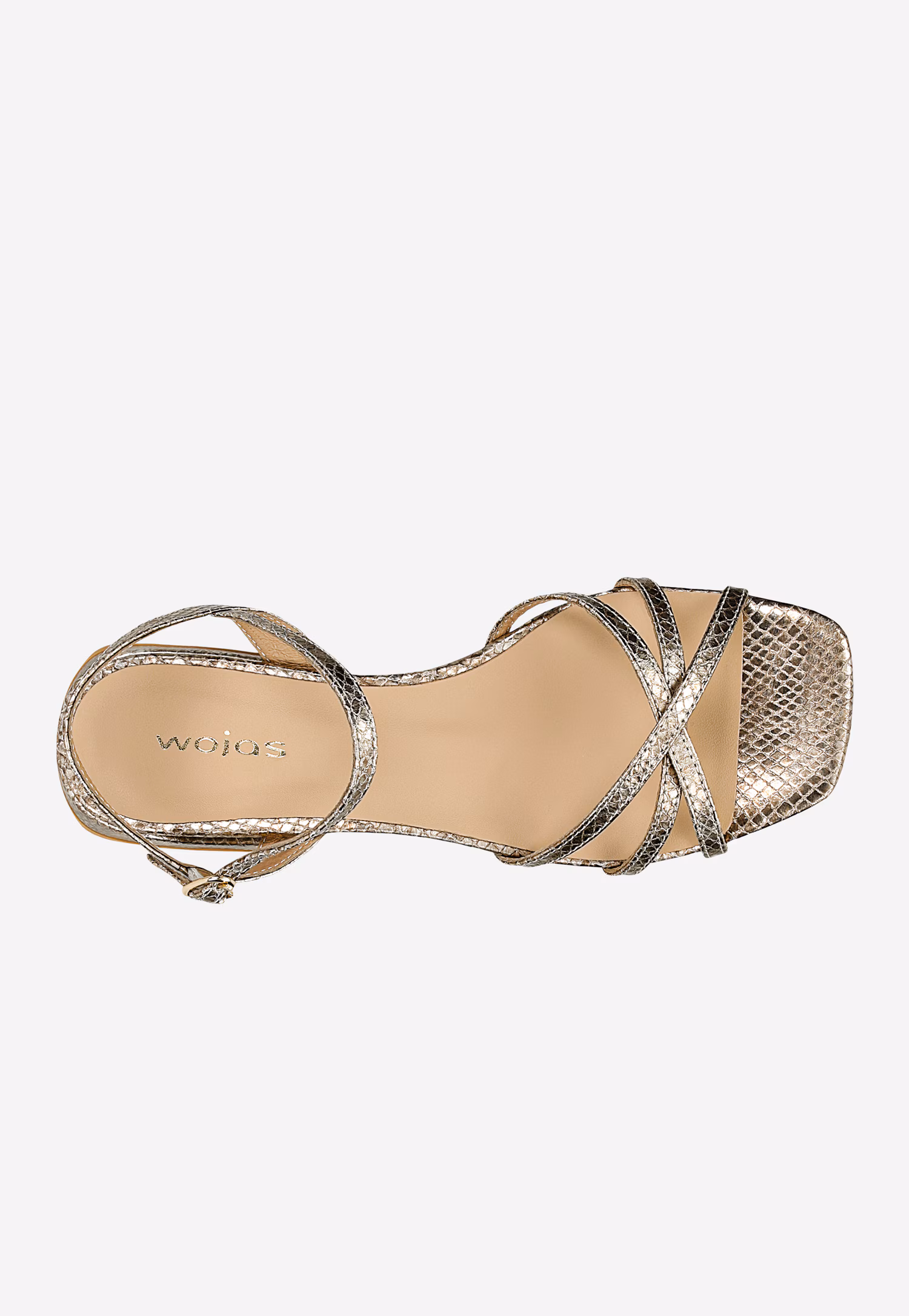 Złote sandały z tłoczonej skóry