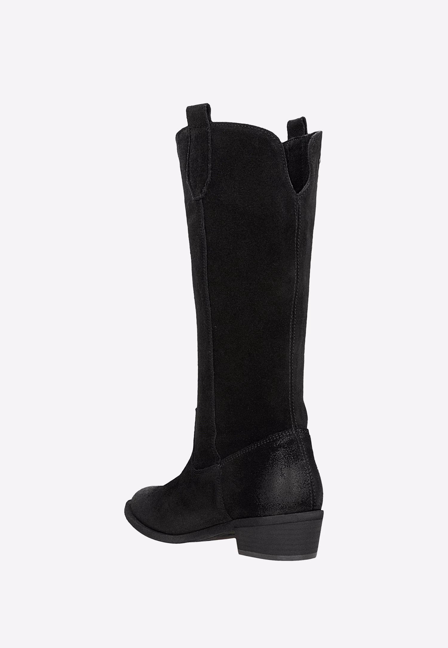 Czarne wysokie botki damskie z dwoiny welurowej