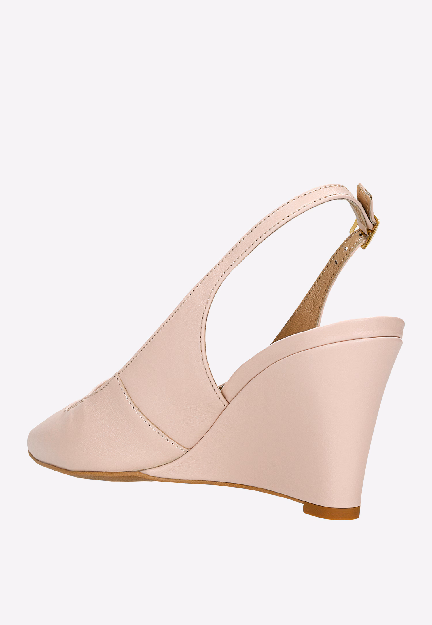 Beżowe czółenka damskie na koturnie