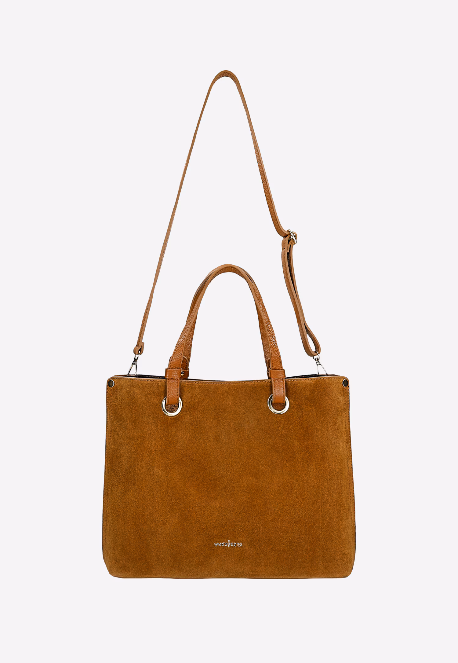 Duża jasnobrązowa torebka damska z dwoiny