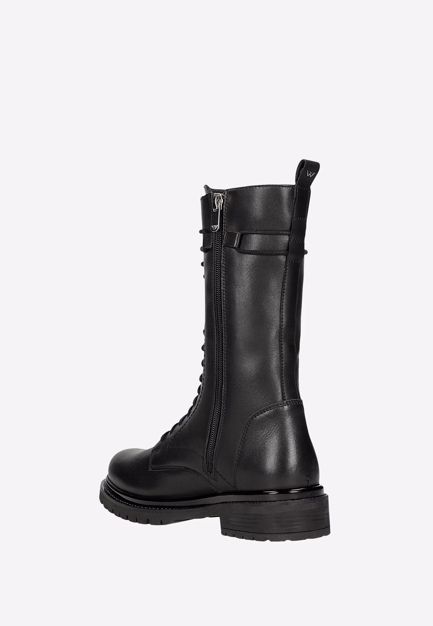 Czarne skórzane trzewiki biker zapinane na zamek