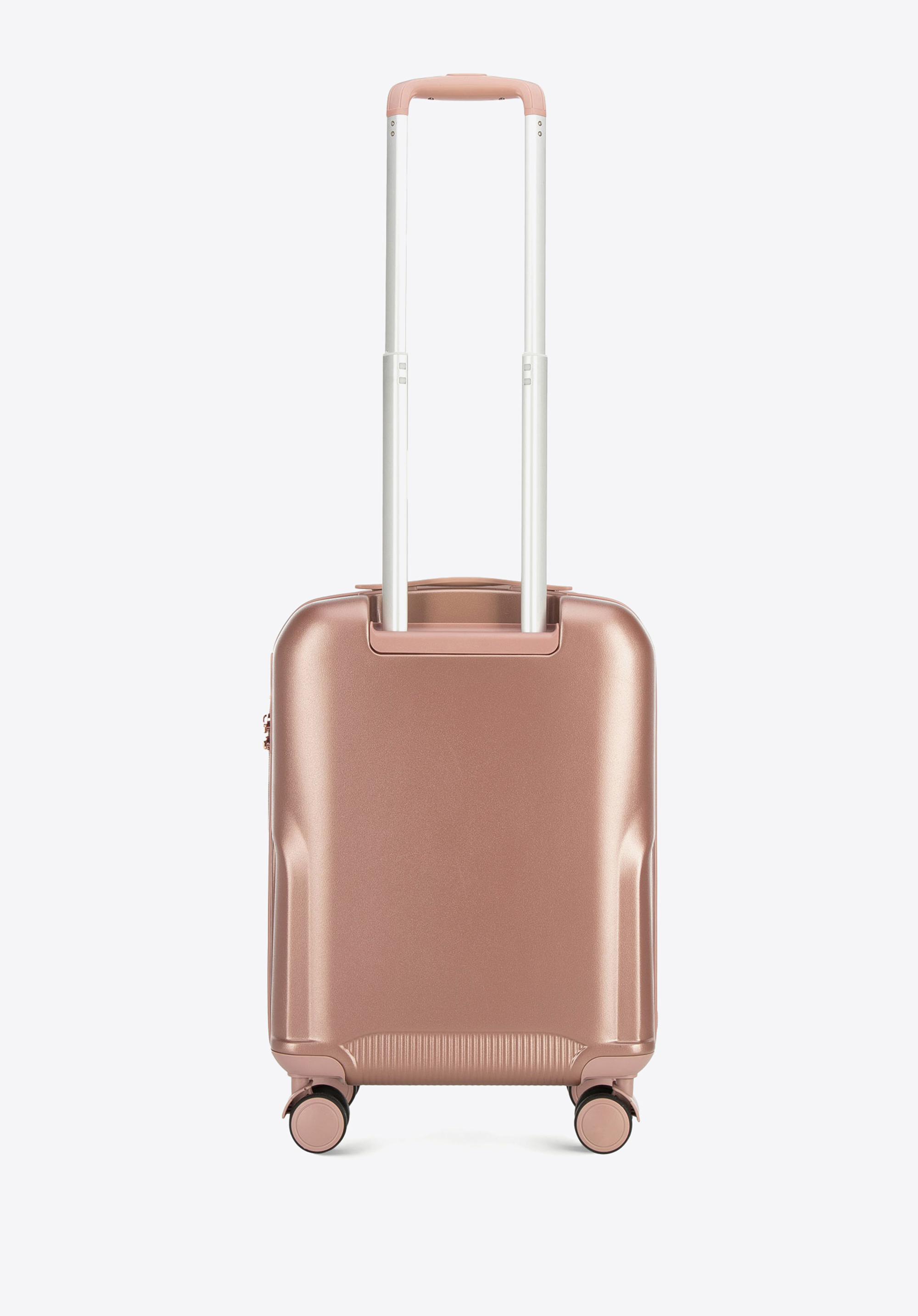 Walizka kabinowa z polikarbonu z suwakiem w kolorze różowego złota