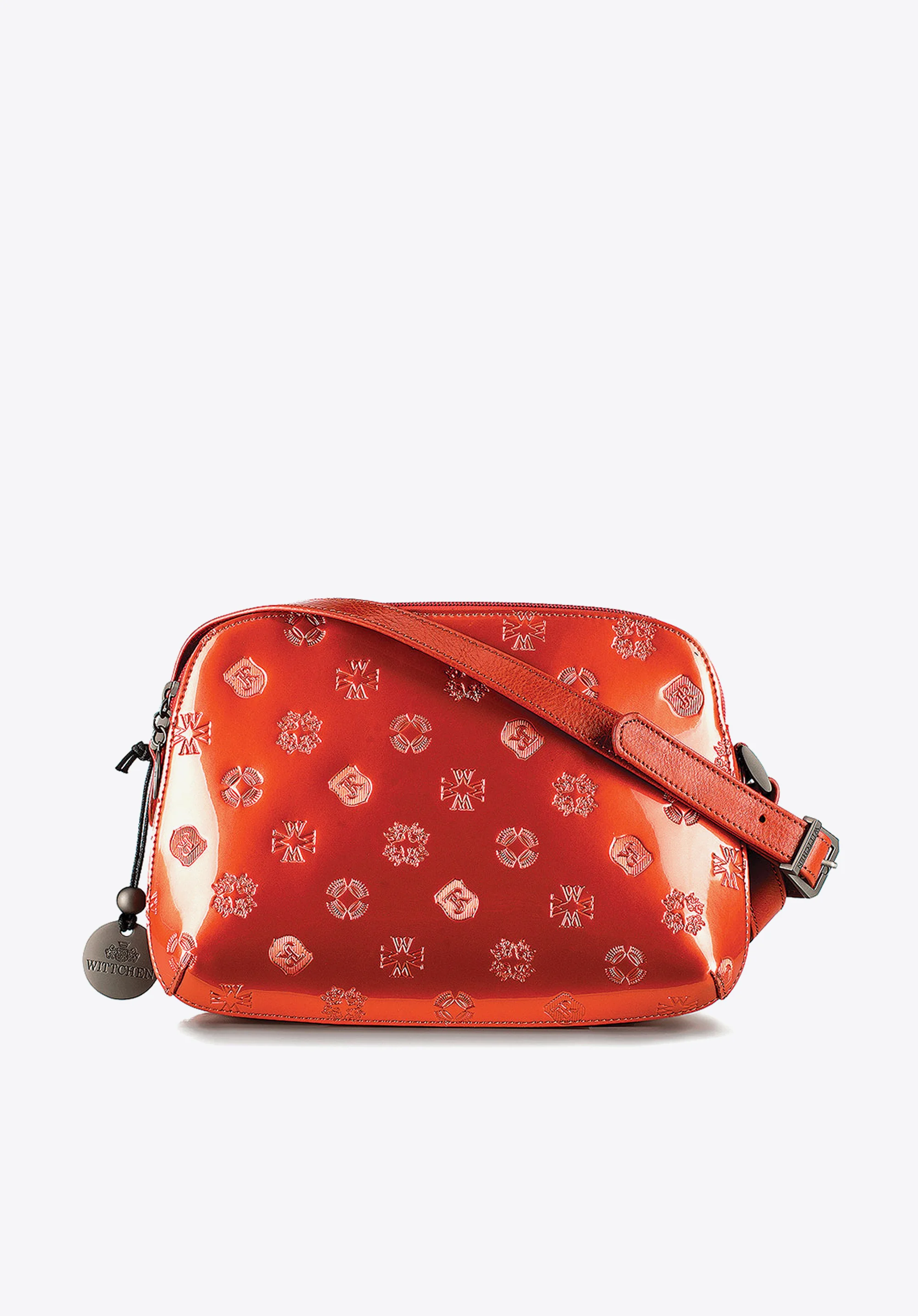 Damska listonoszka skórzana lakierowana z monogramem