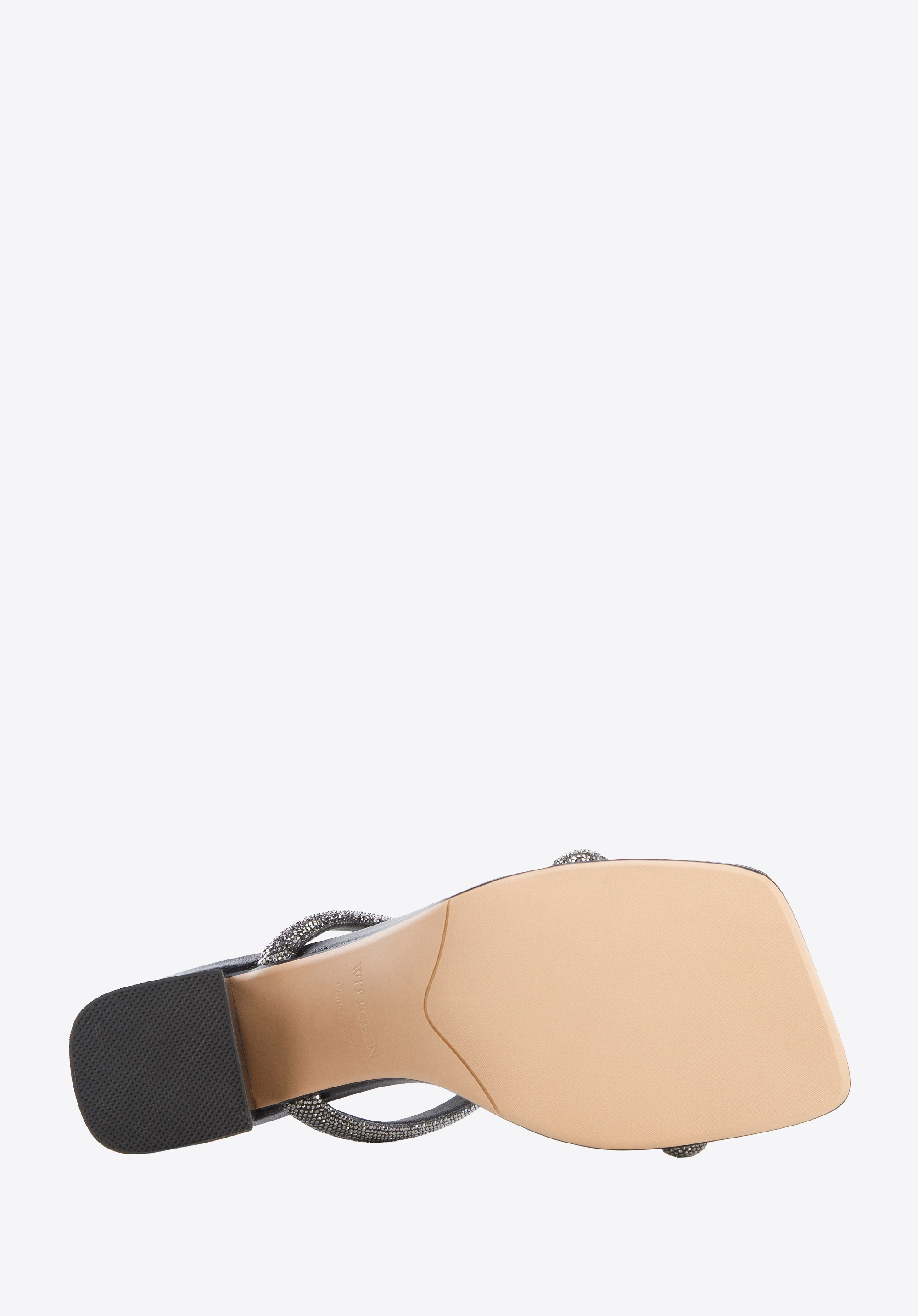 Damskie klapki skórzane z błyszczącymi paskami