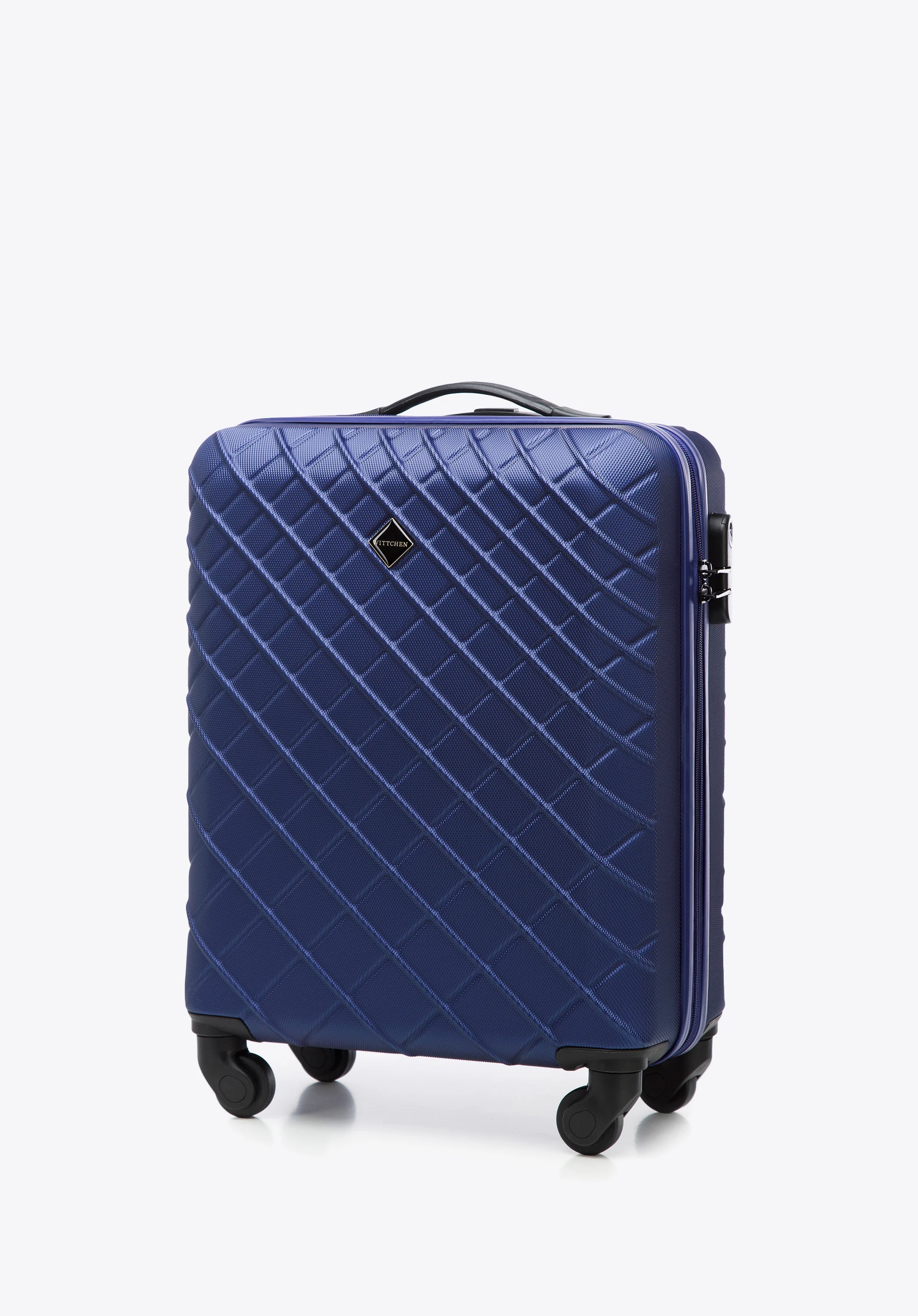 Średnia walizka z ABS-u w ukośną kratkę