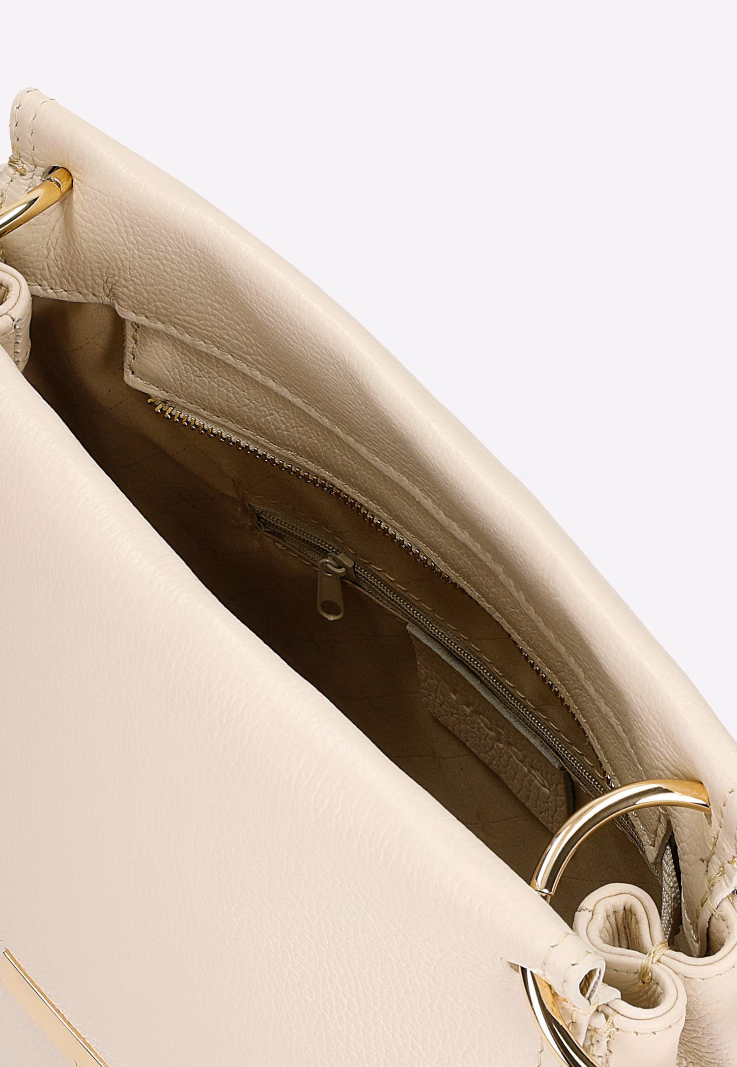 Jasnobeżowa skórzana torebka damska