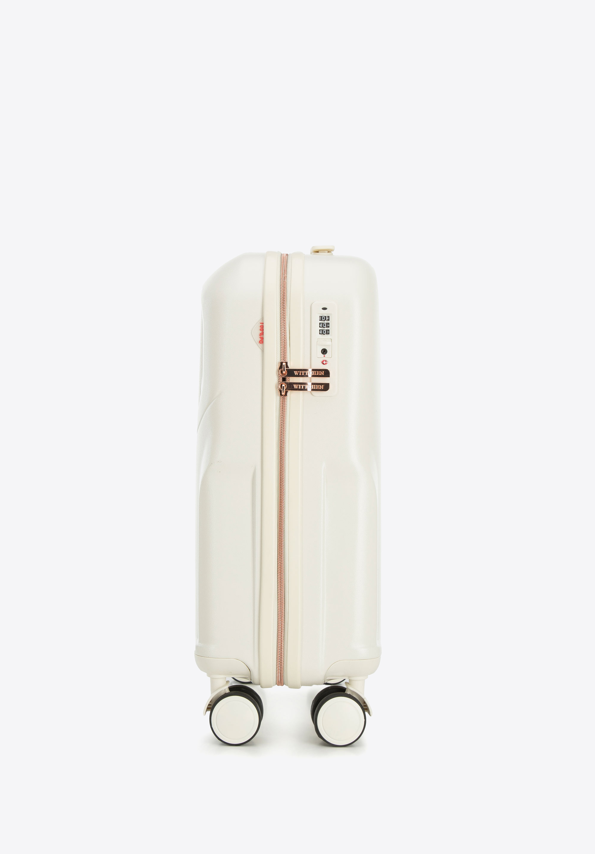 Walizka kabinowa z polikarbonu z suwakiem w kolorze różowego złota