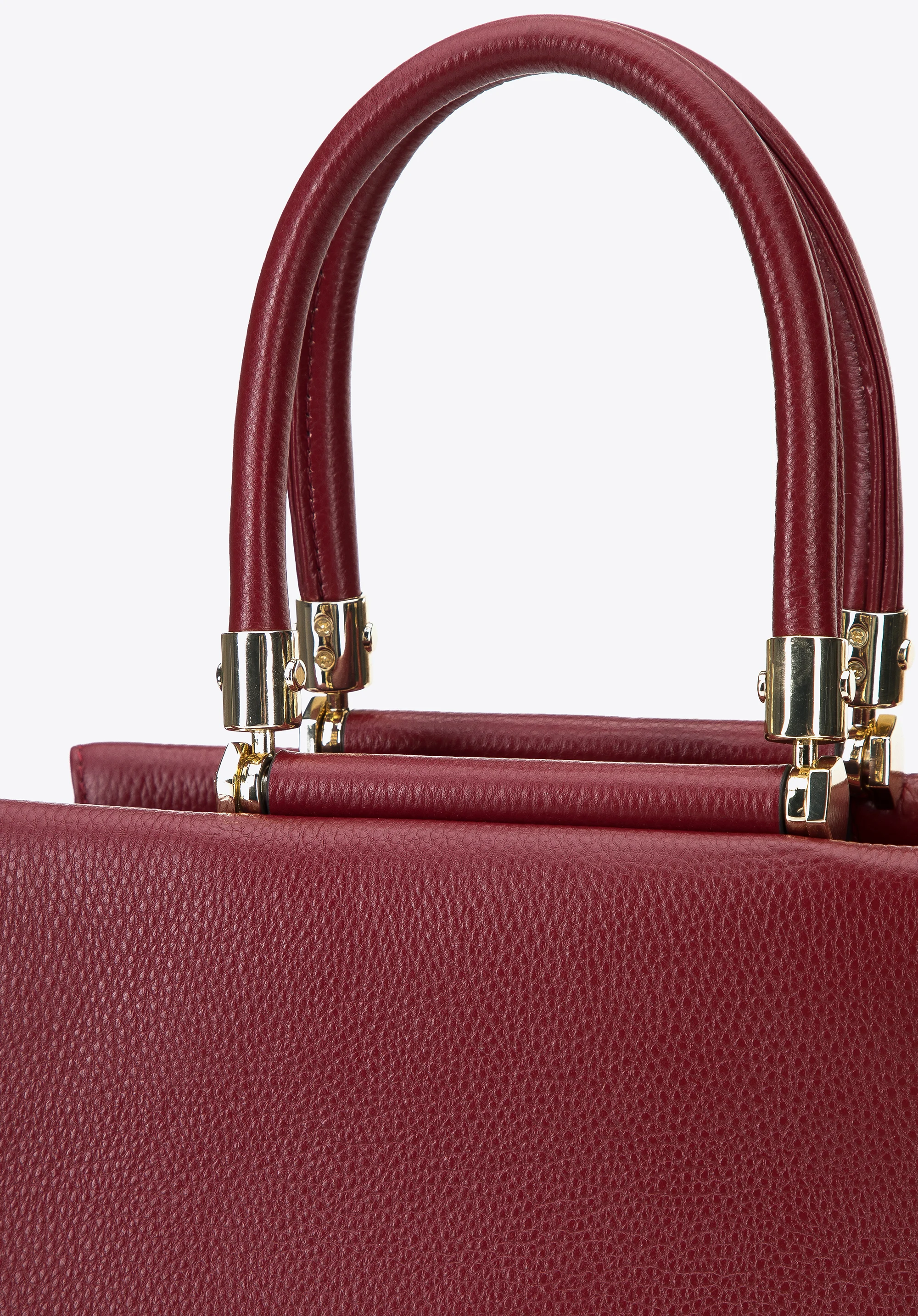 Torebka kuferek skórzana z geometrycznymi okuciami