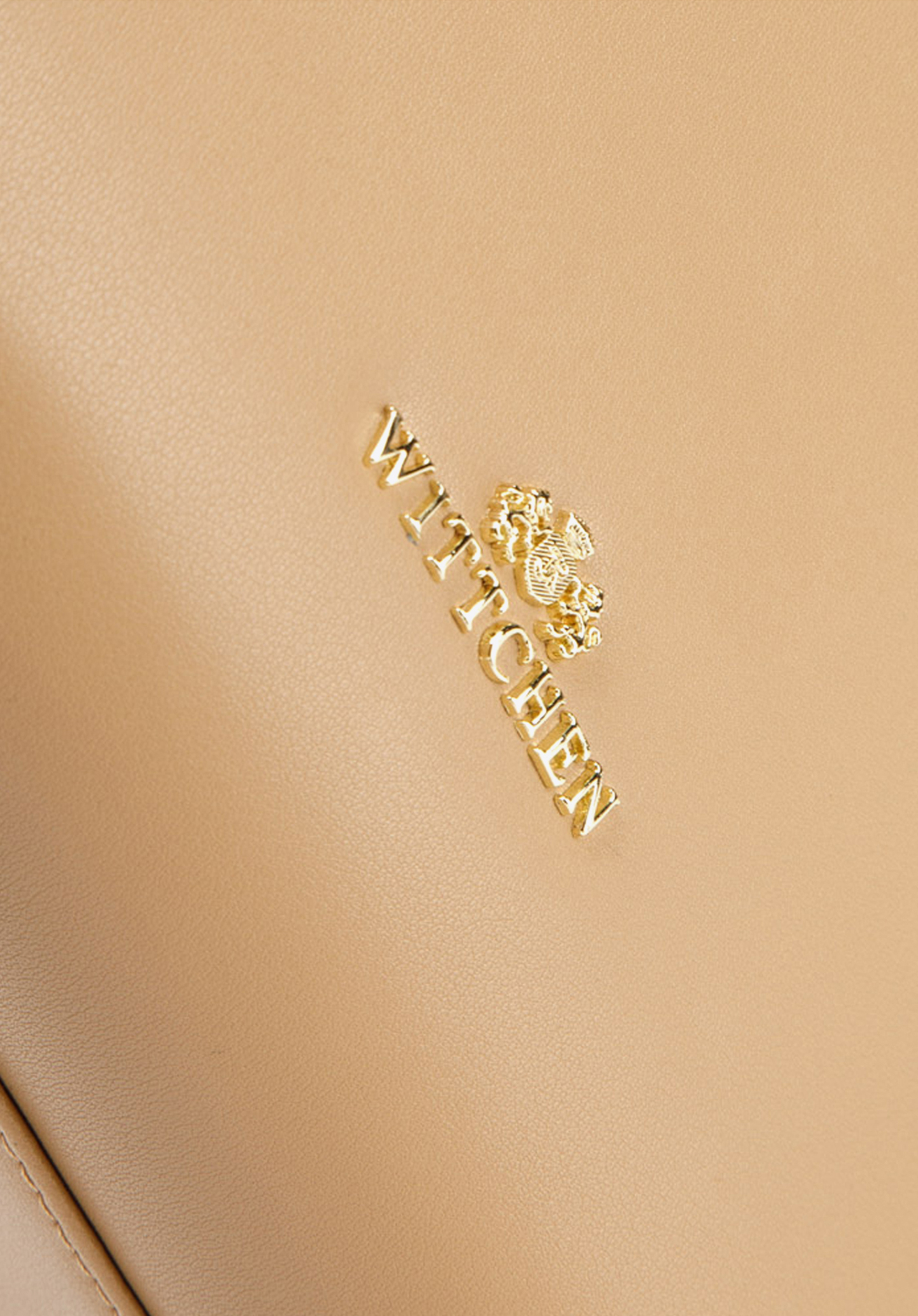 Torebka shopperka ze skóry z ozdobnymi suwakami