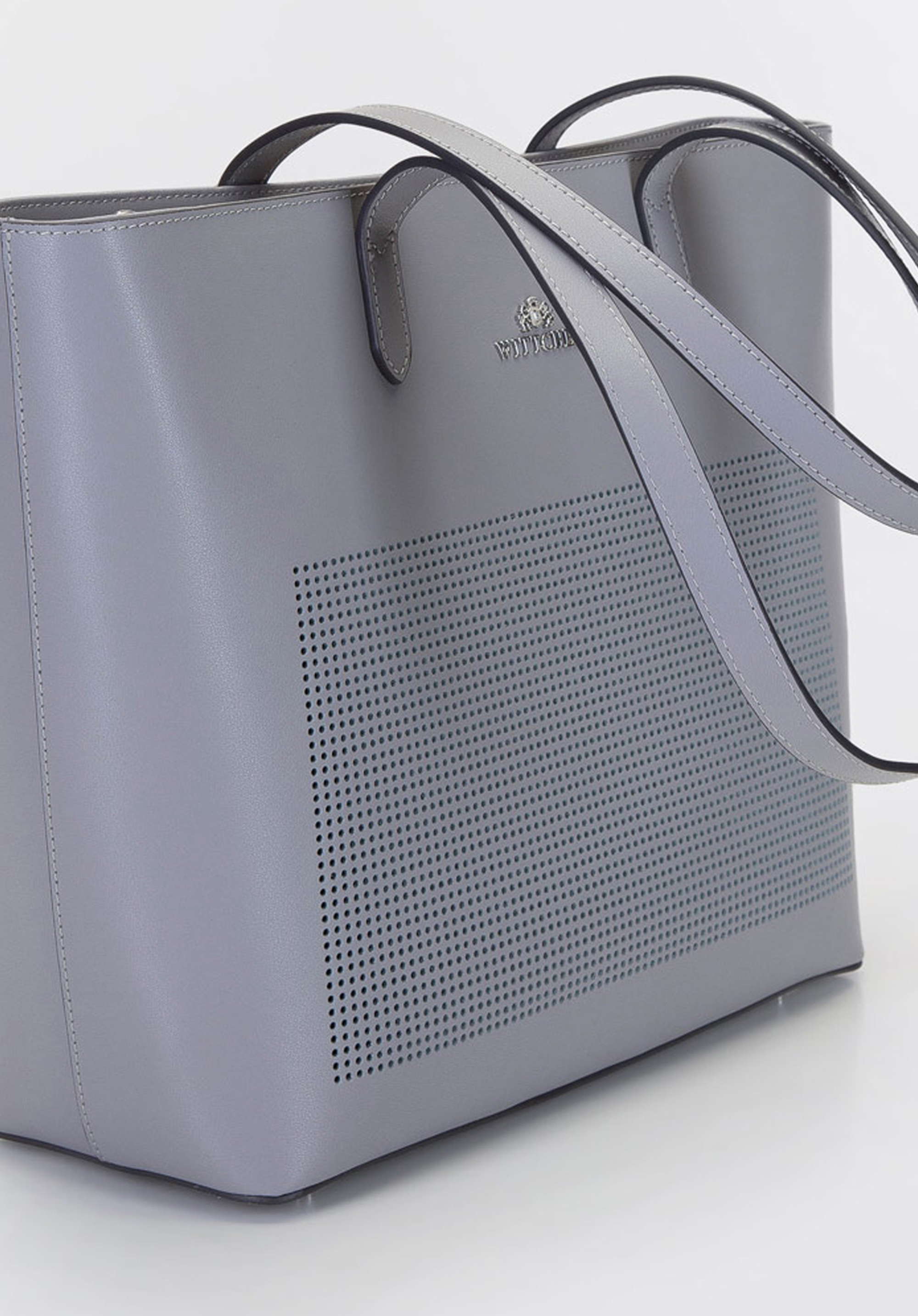 Torebka shopperka skórzana dziurkowana