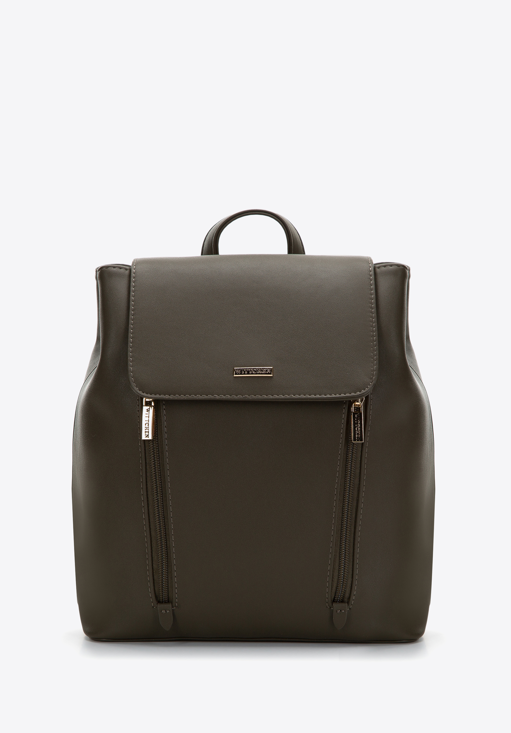 Damski plecak z ekoskóry z pionowymi kieszeniami