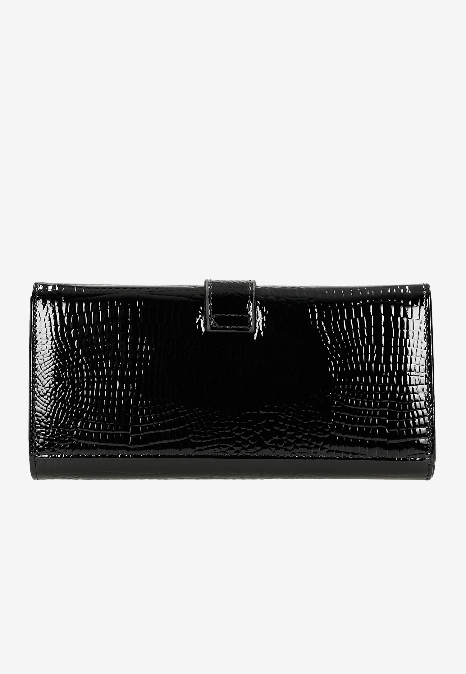 Duży lakierowany portfel damski w kolorze czarnym