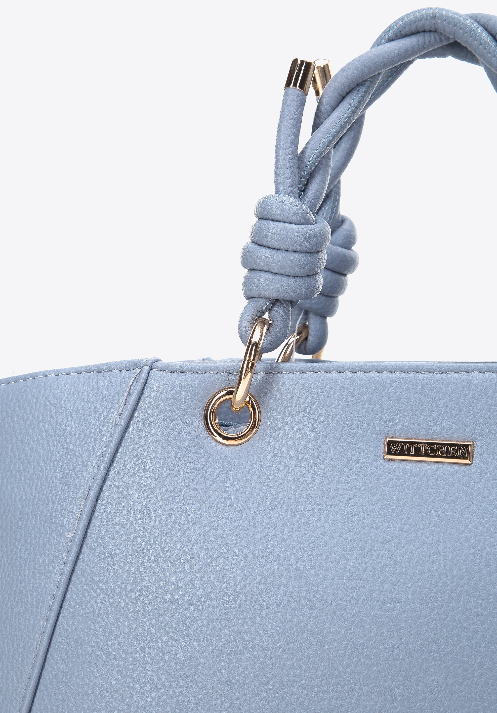 Torebka kuferek z ekoskóry z plecionymi rączkami