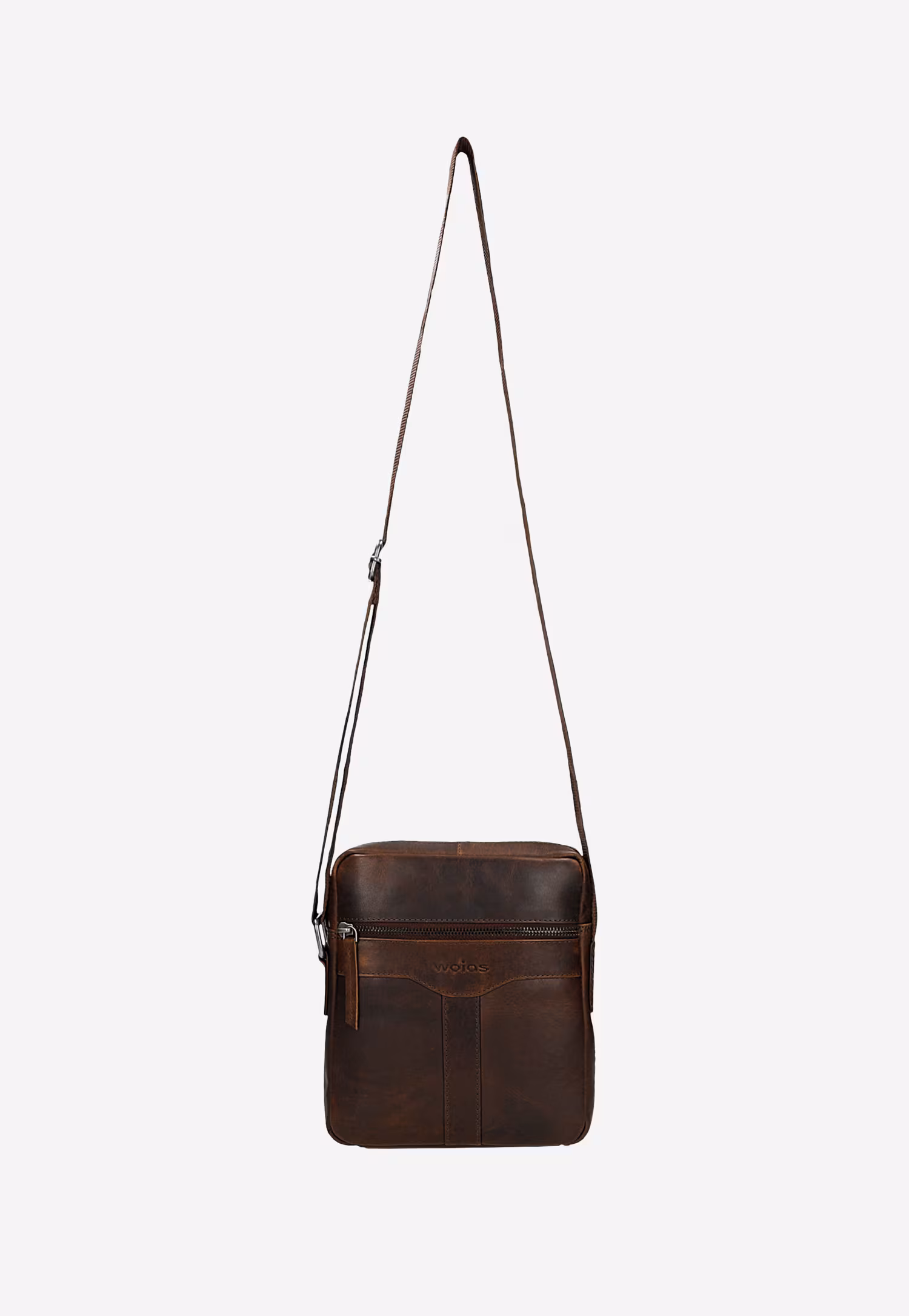 Mała skórzana torba męska na ramię w kolorze brązowym