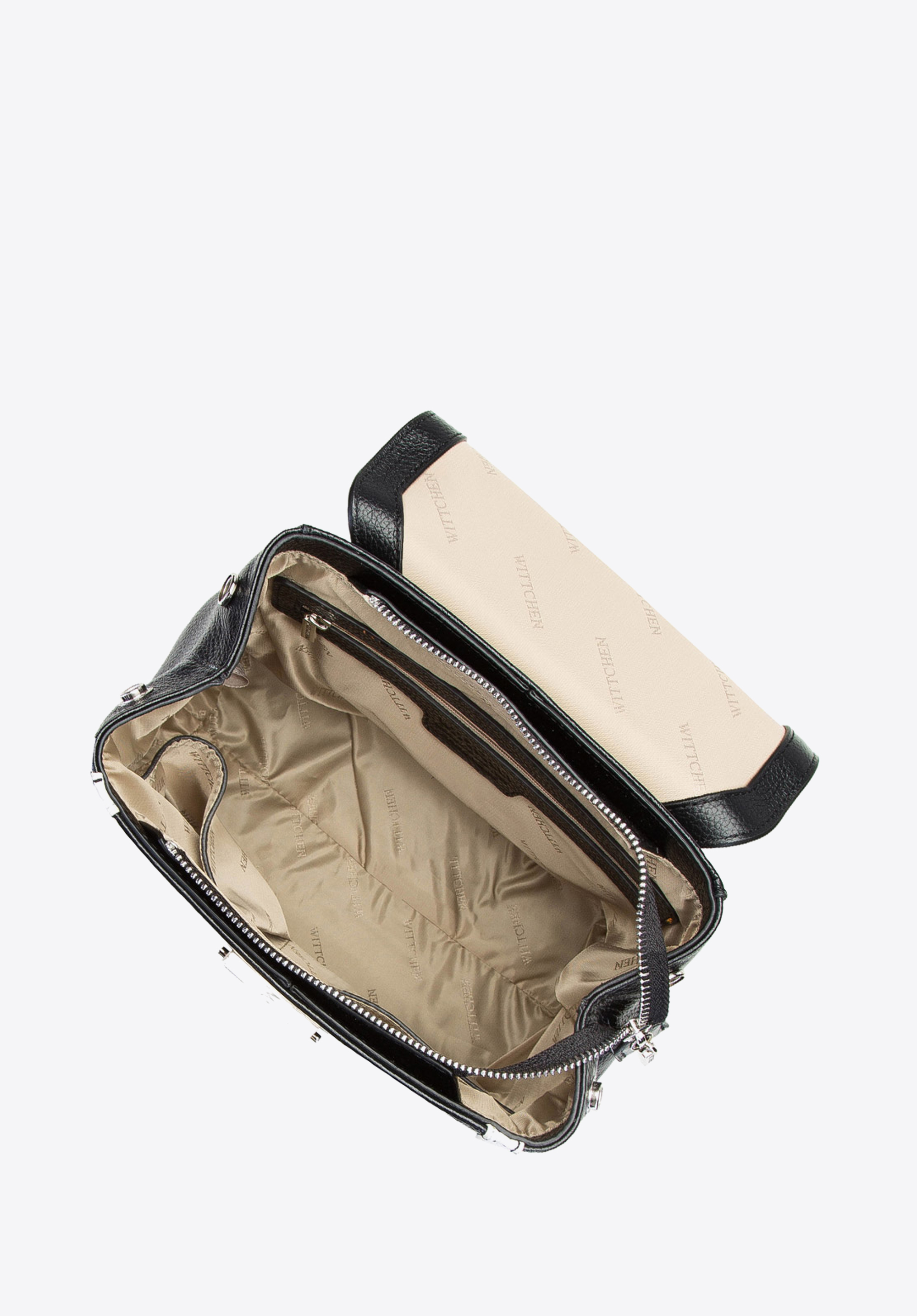 Damski plecak skórzany z kopertową klapą