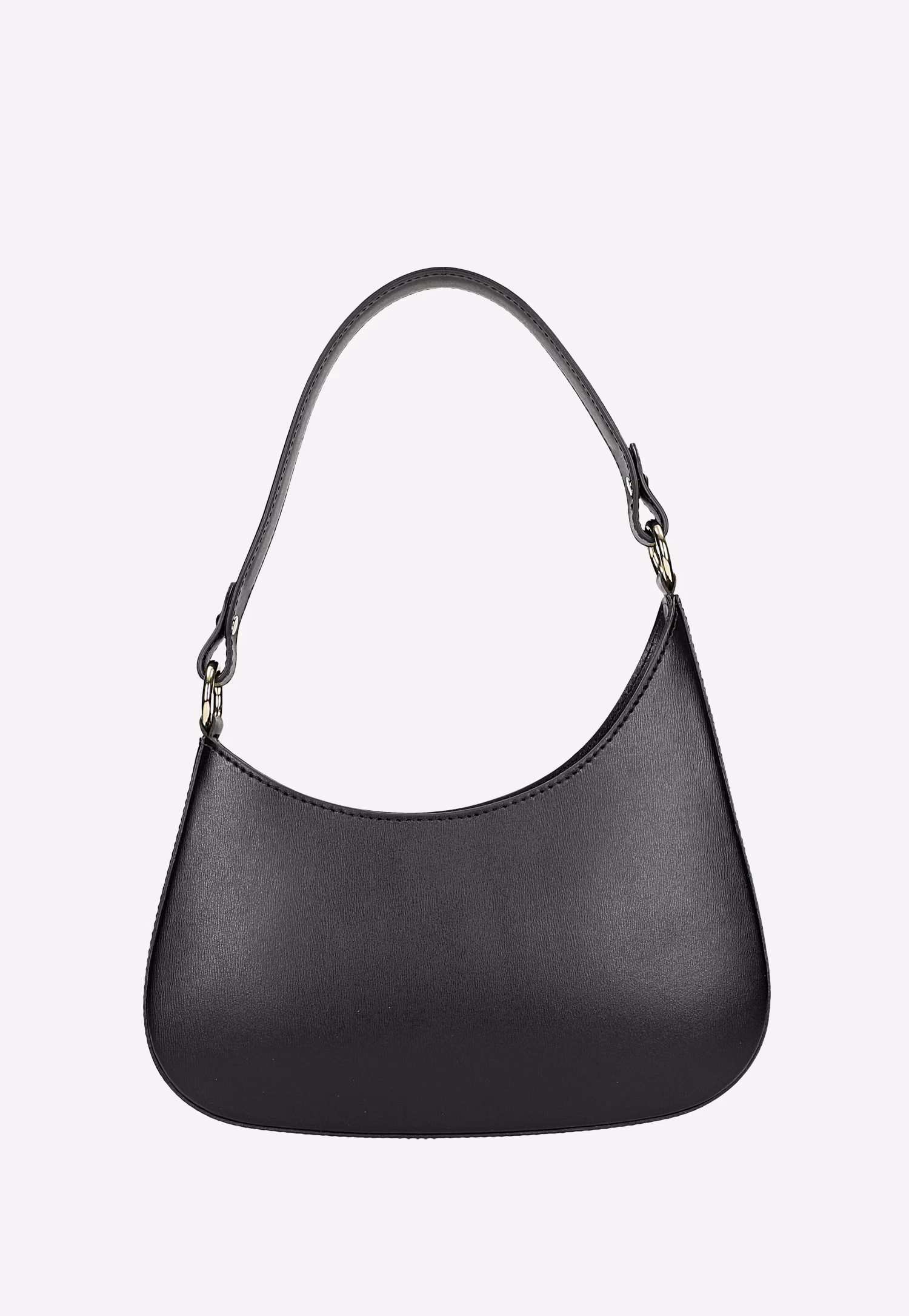 Brązowa skórzana asymetryczna torebka typu bagietka