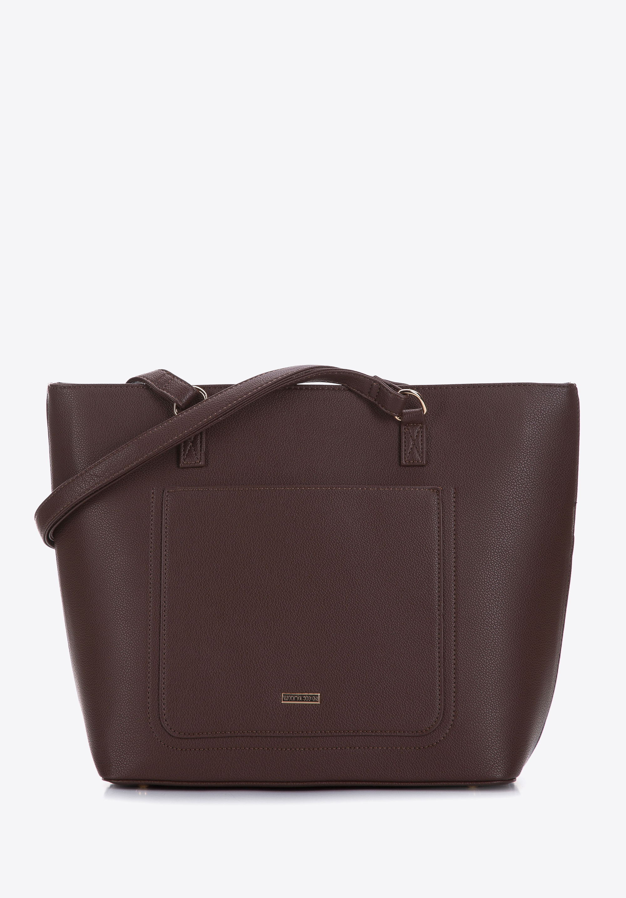 Torebka shopperka z ekoskóry z otwartą kieszenią z przodu