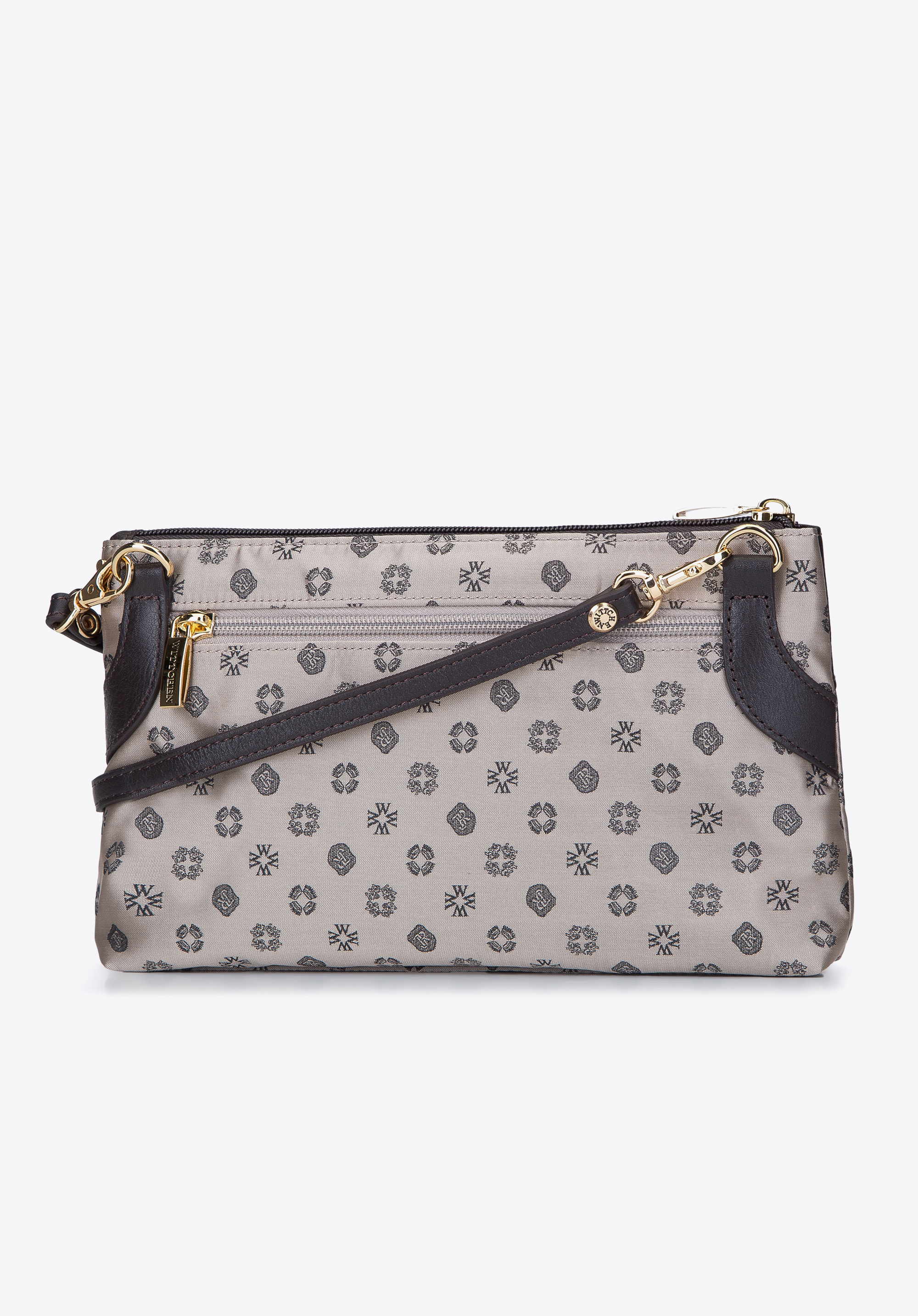 Torebka crossbody z żakardu z monogramem i skóry