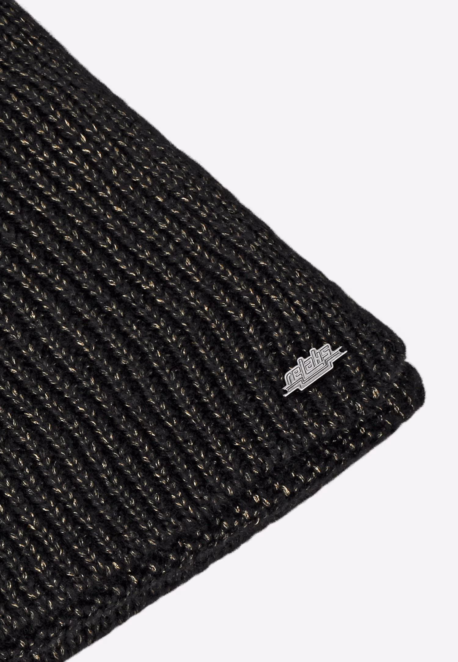 Czarny szalik RELAKS ze złotą nitką