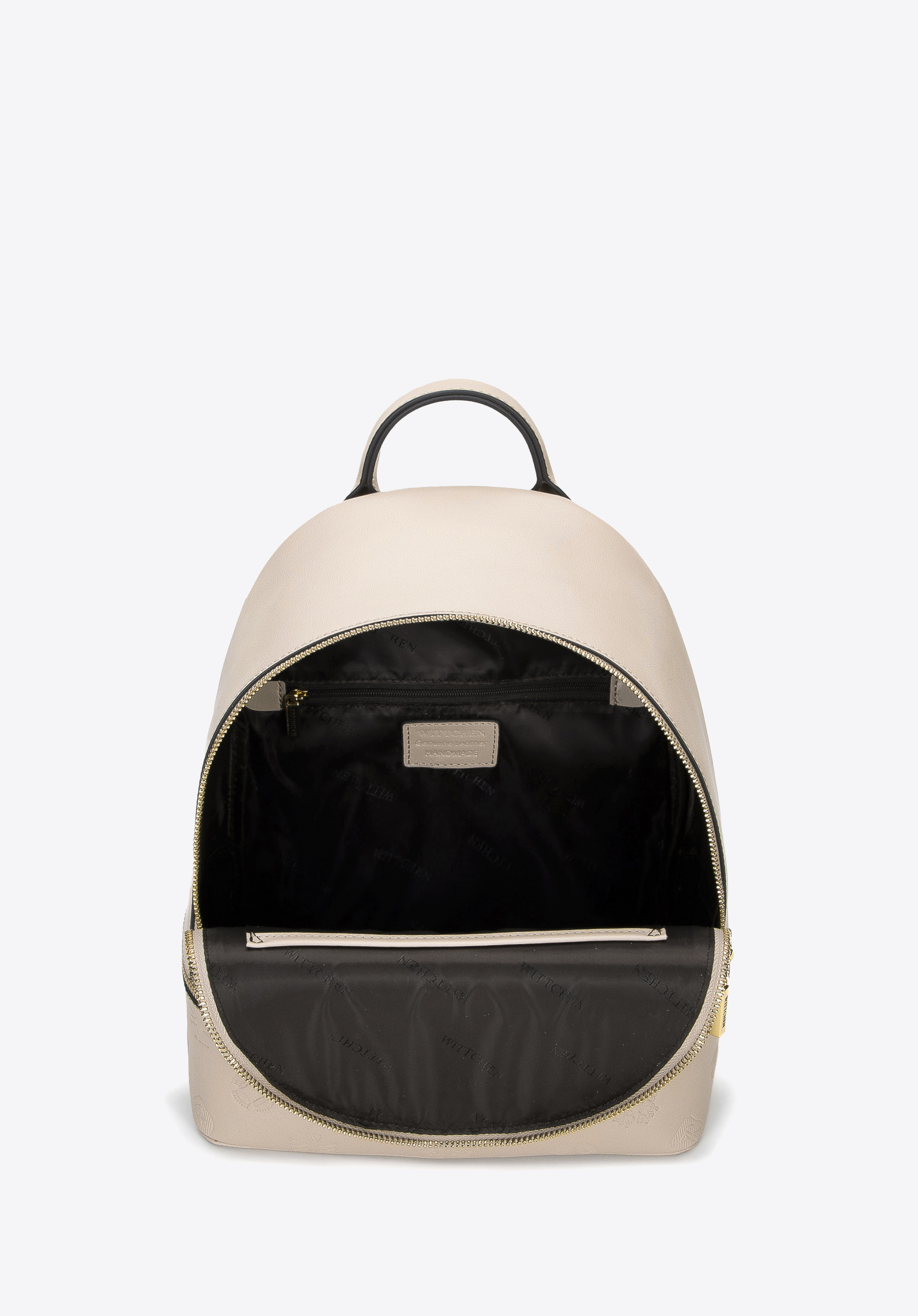 Damski plecak skórzany w monogram z poziomym suwakiem