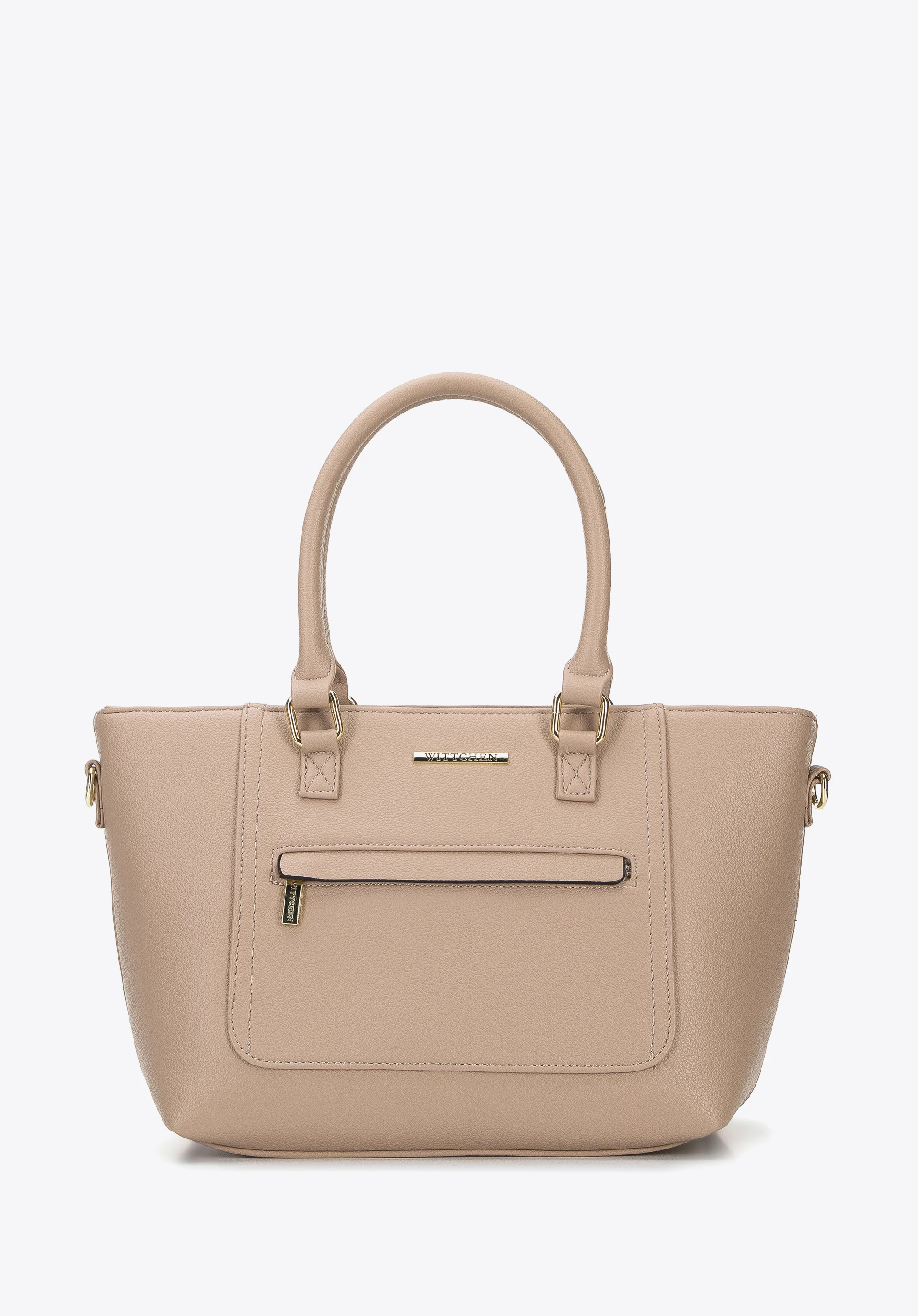 Torebka kuferek z płaską kieszenią z przodu