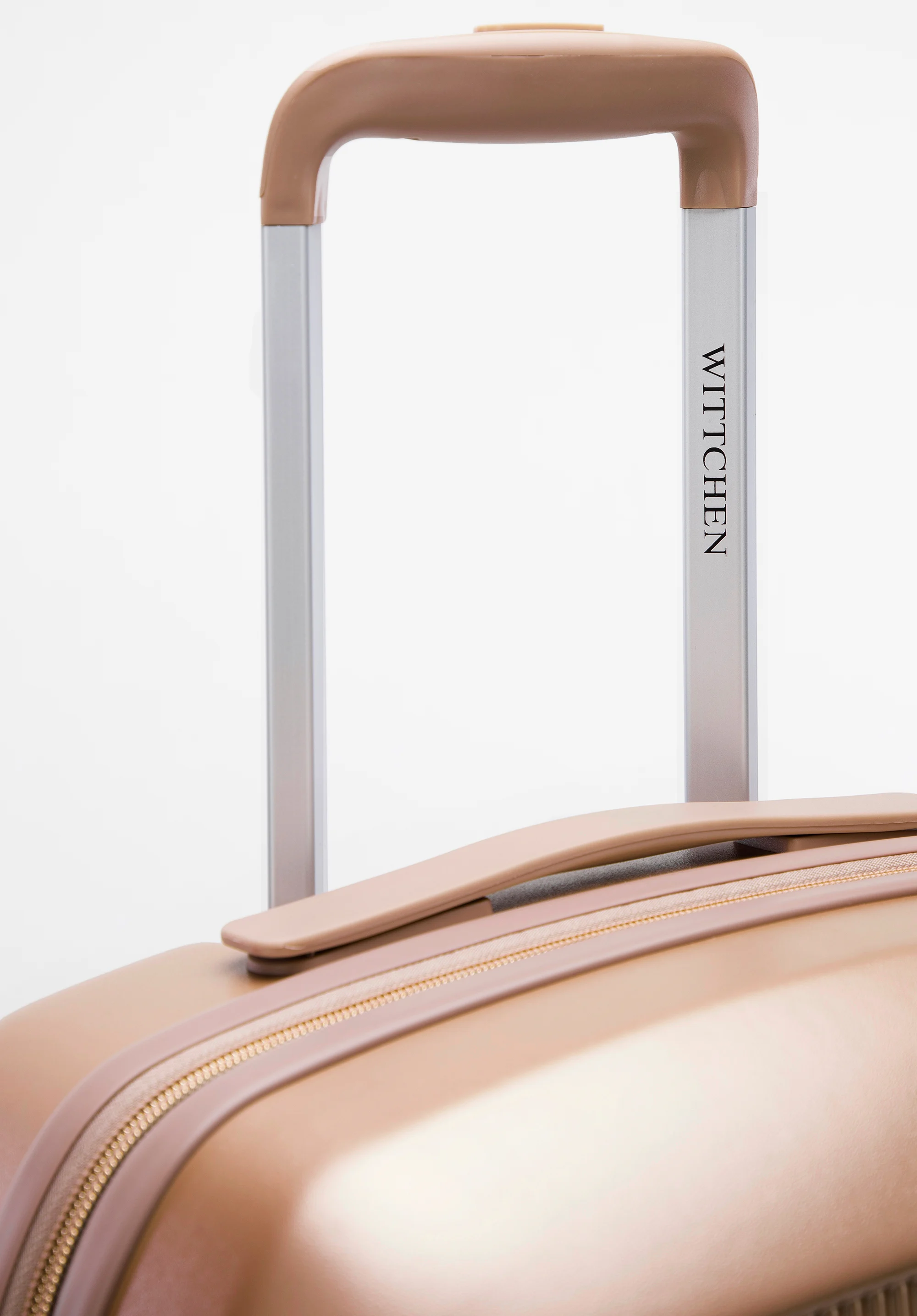 Walizka kabinowa z polikarbonu z suwakiem w kolorze różowego złota