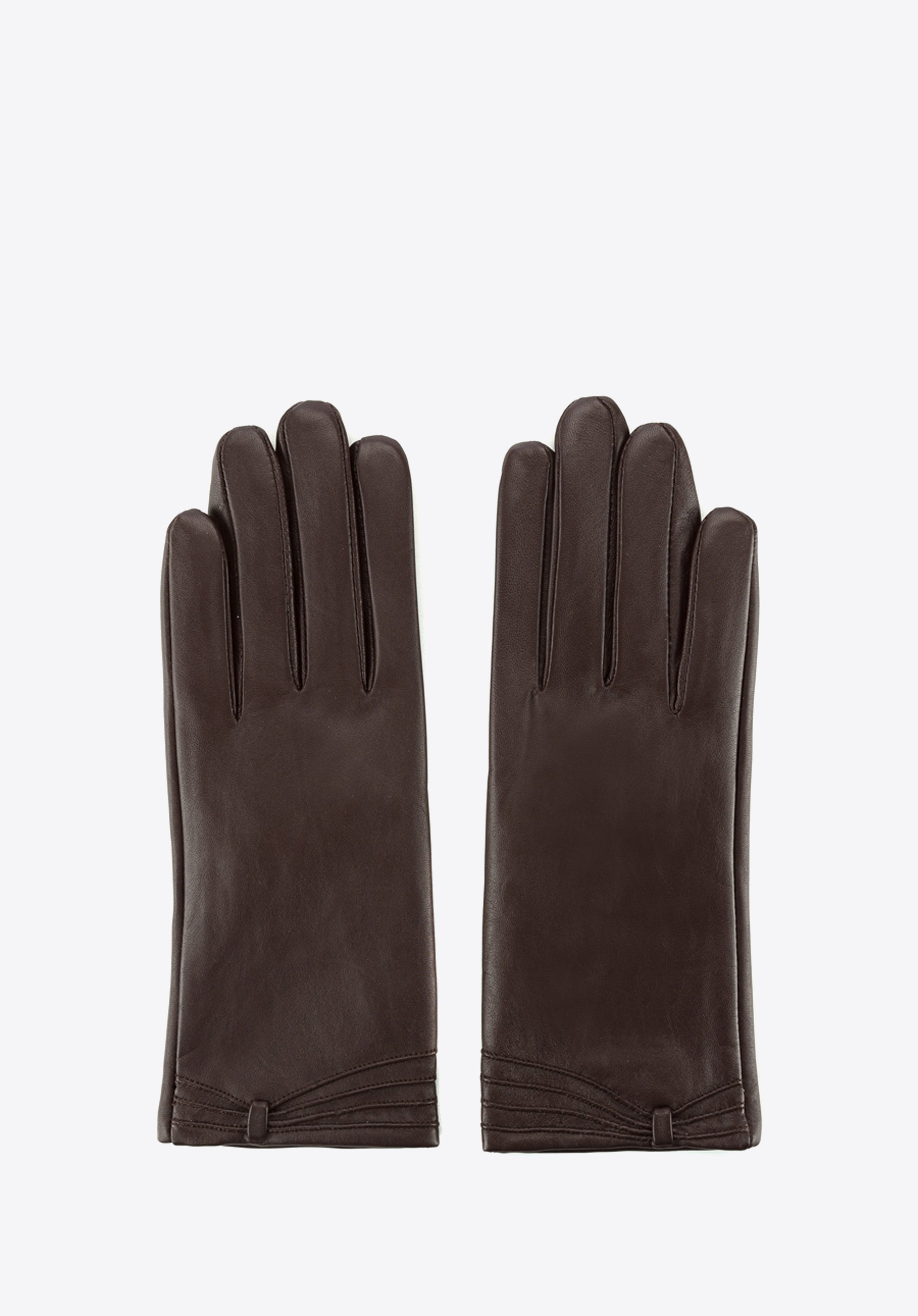 Damskie rękawiczki ze skóry z przeszyciami