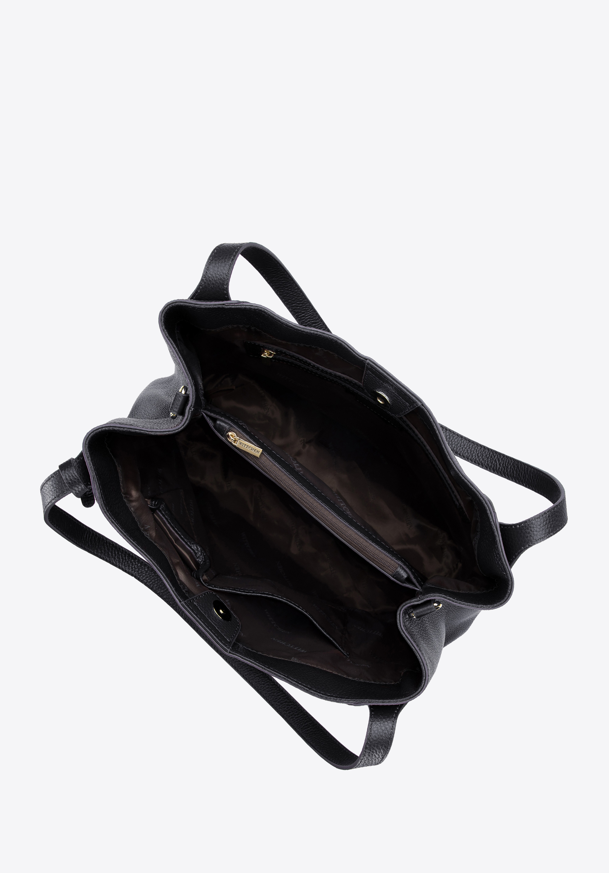 Torebka worek ze skóry w monogram z chwostem